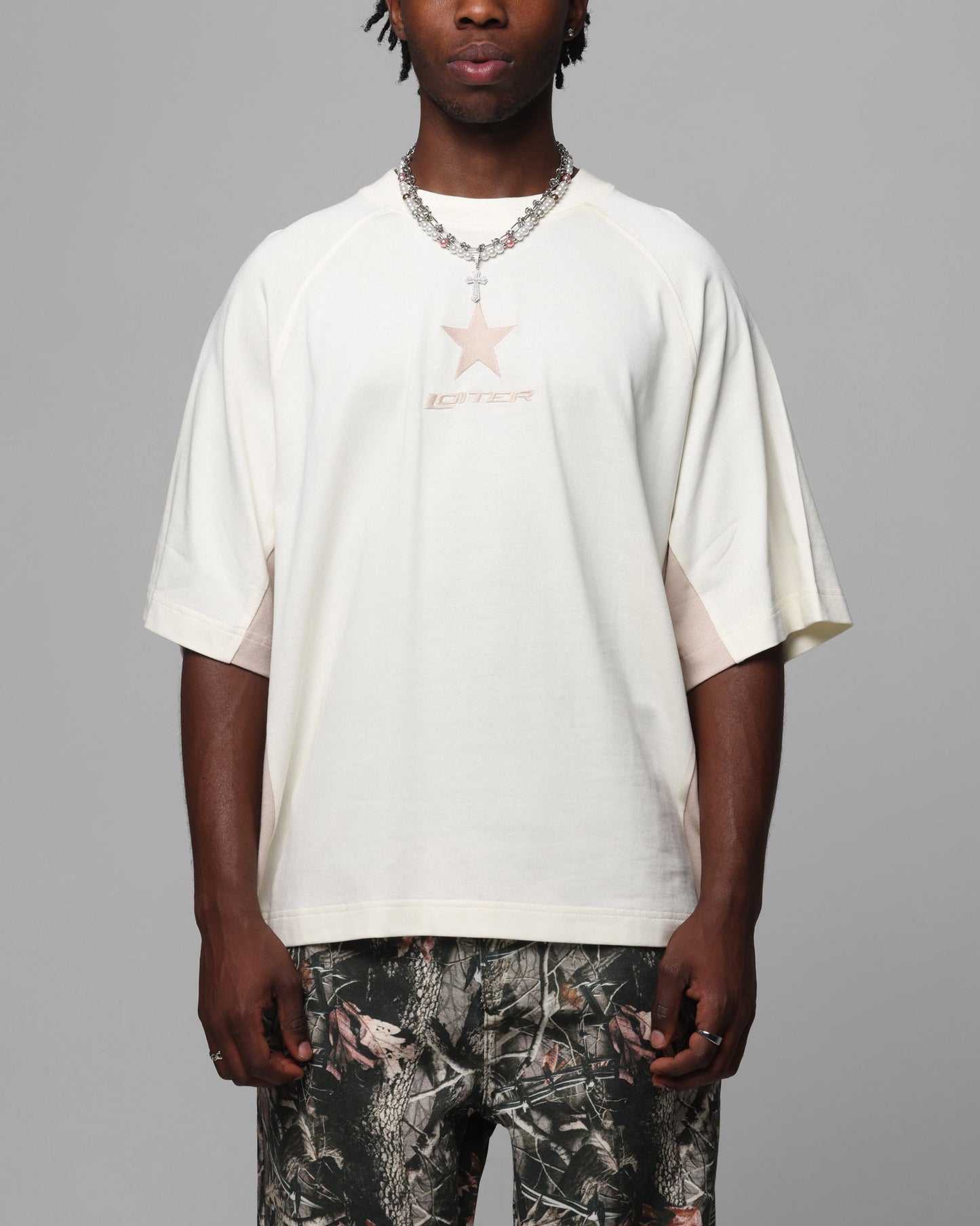 Loiter Daytona Panel T-Shirt White/Stone