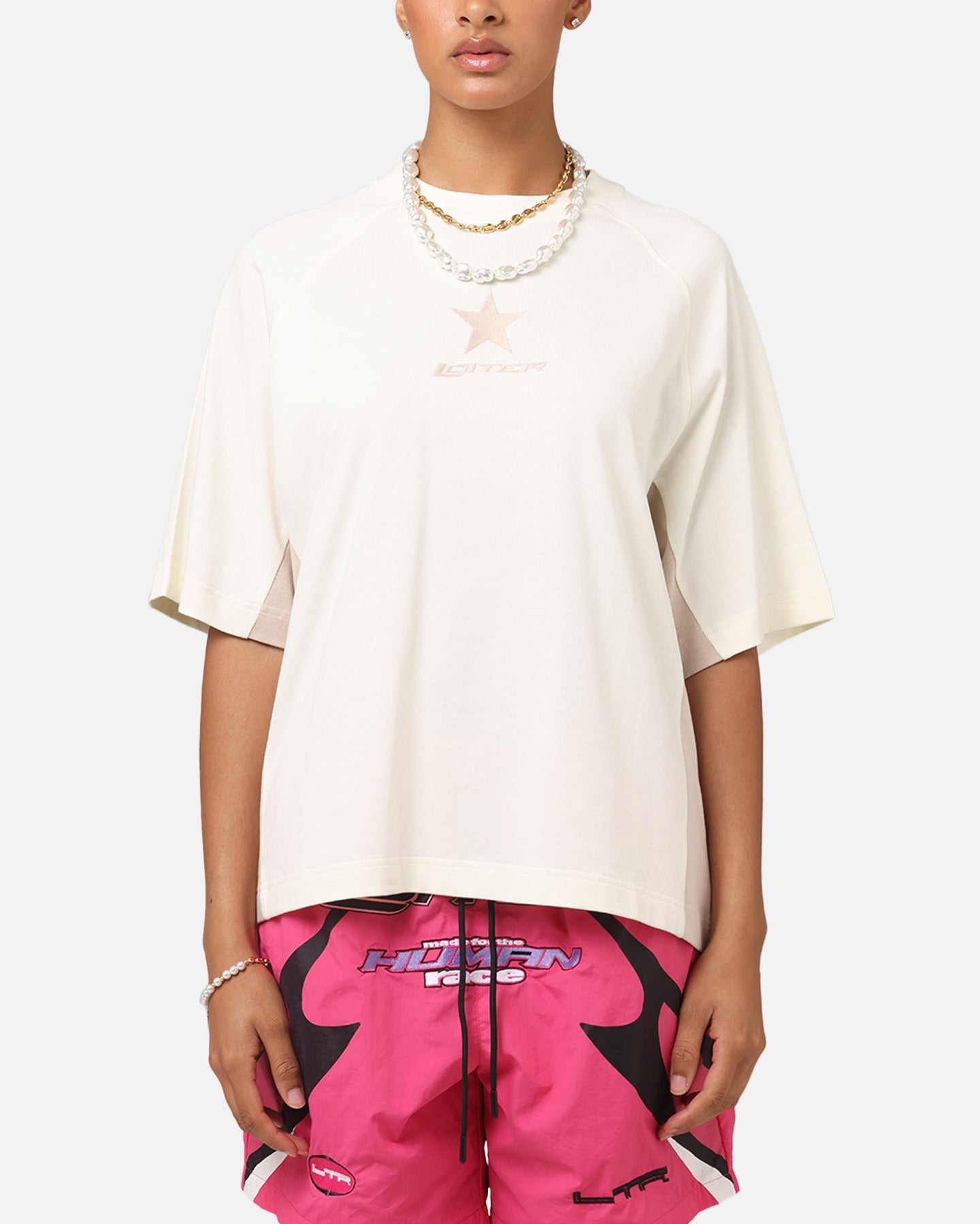 Loiter Daytona Panel T-Shirt White/Stone Style001