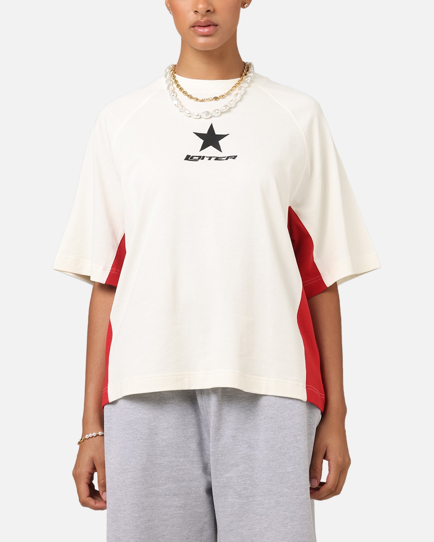 Loiter Daytona Panel T-Shirt White/Pink Style001