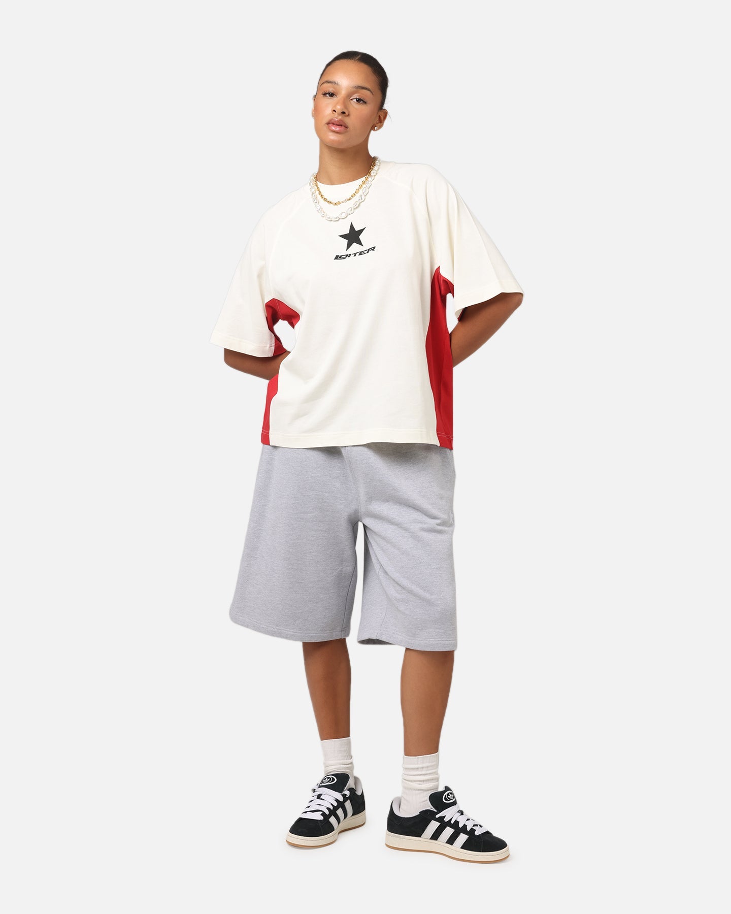 Loiter Daytona Panel T-Shirt White/Pink Style001