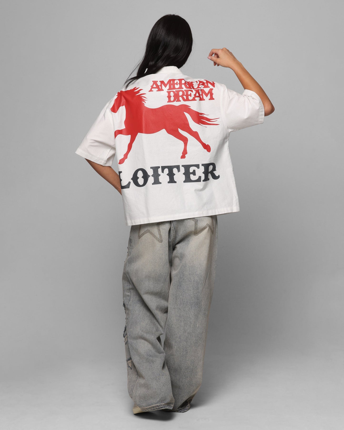 Loiter Rodeo Zip Up Shirt Off White Style001