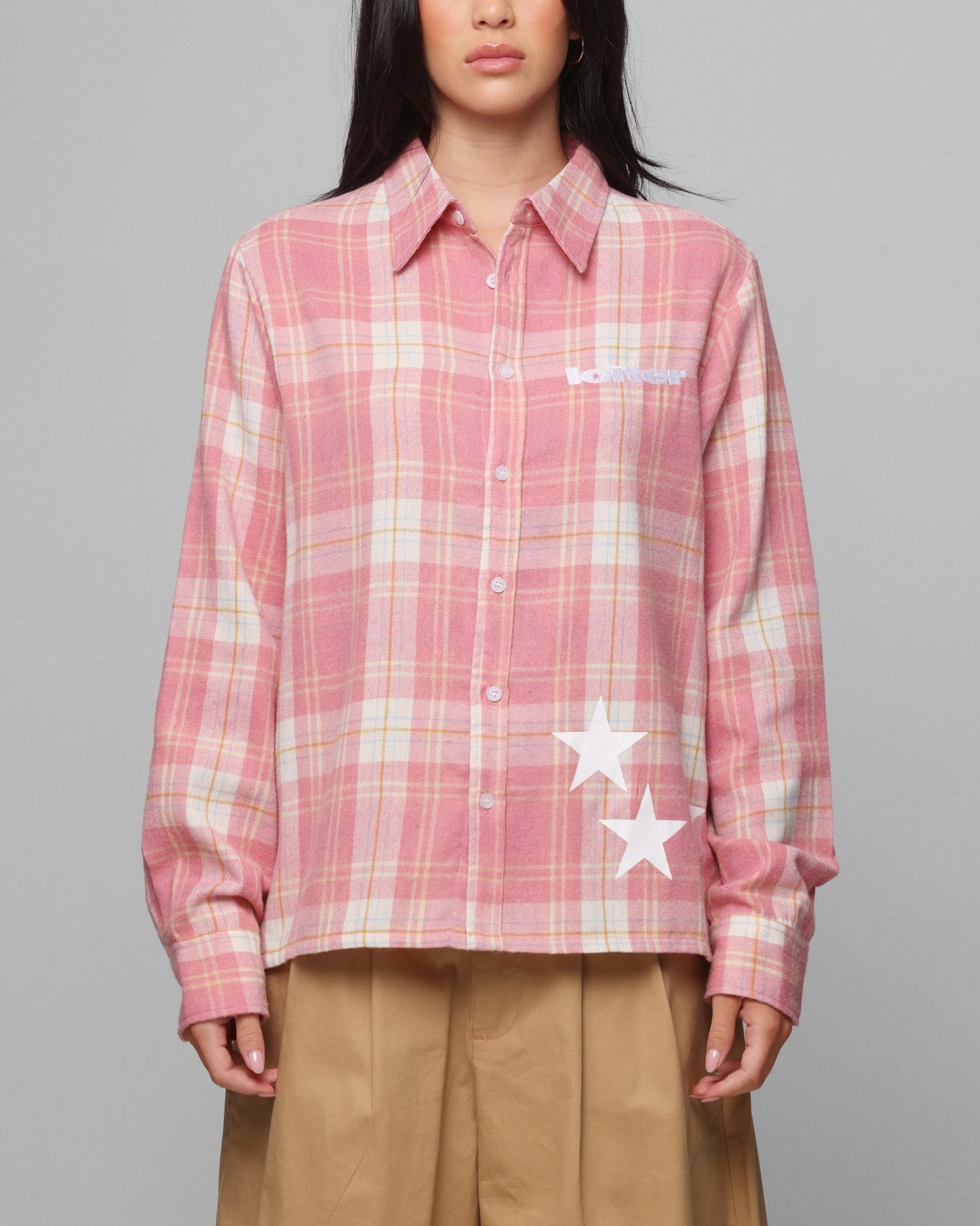 Loiter Solar Button Up Shirt Red Check Style001
