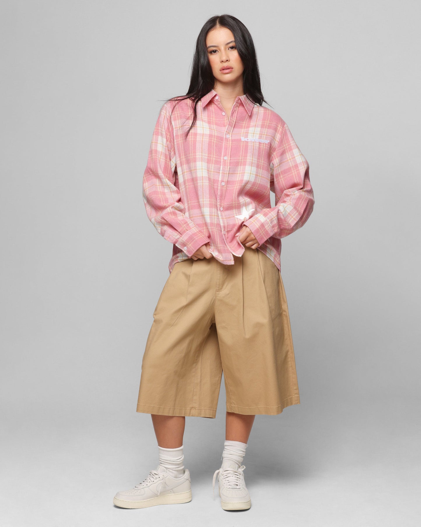 Loiter Solar Button Up Shirt Red Check Style001