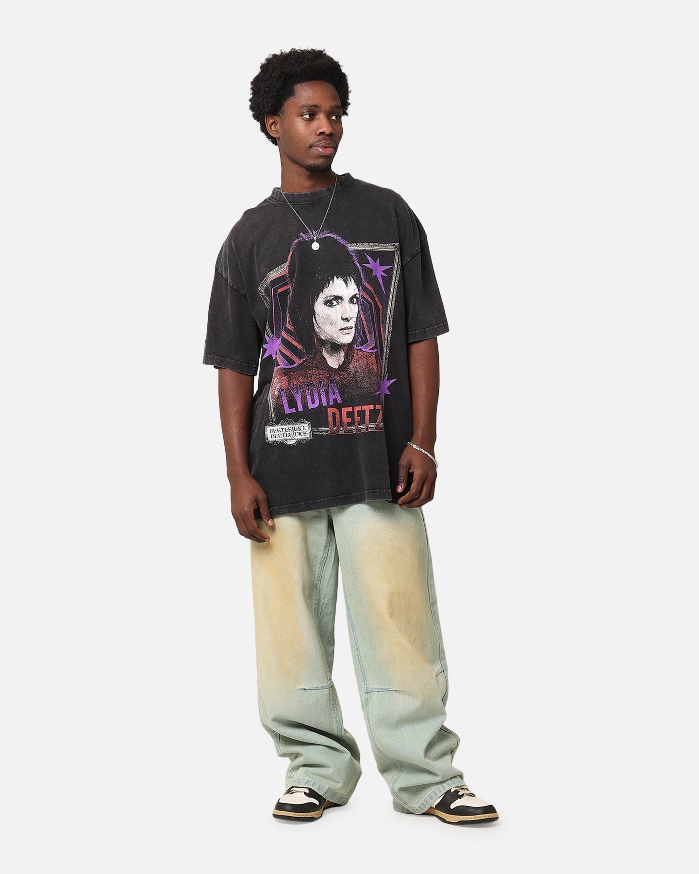 Goat Crew X Beetlejuice Lydia Vintage T-Shirt Black Acidwash