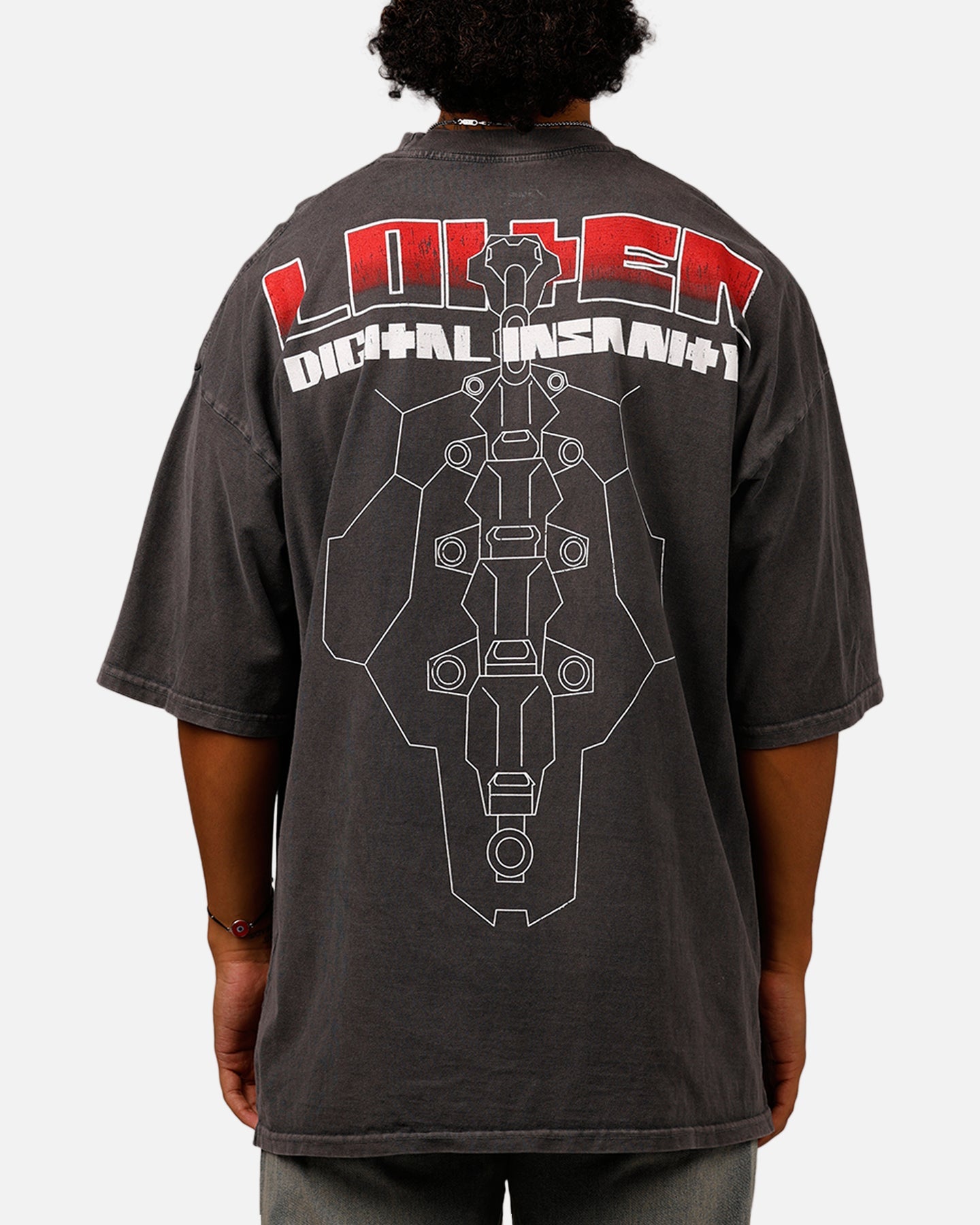 Loiter Digital Insanity Vintage Mock T-Shirt Charcoal