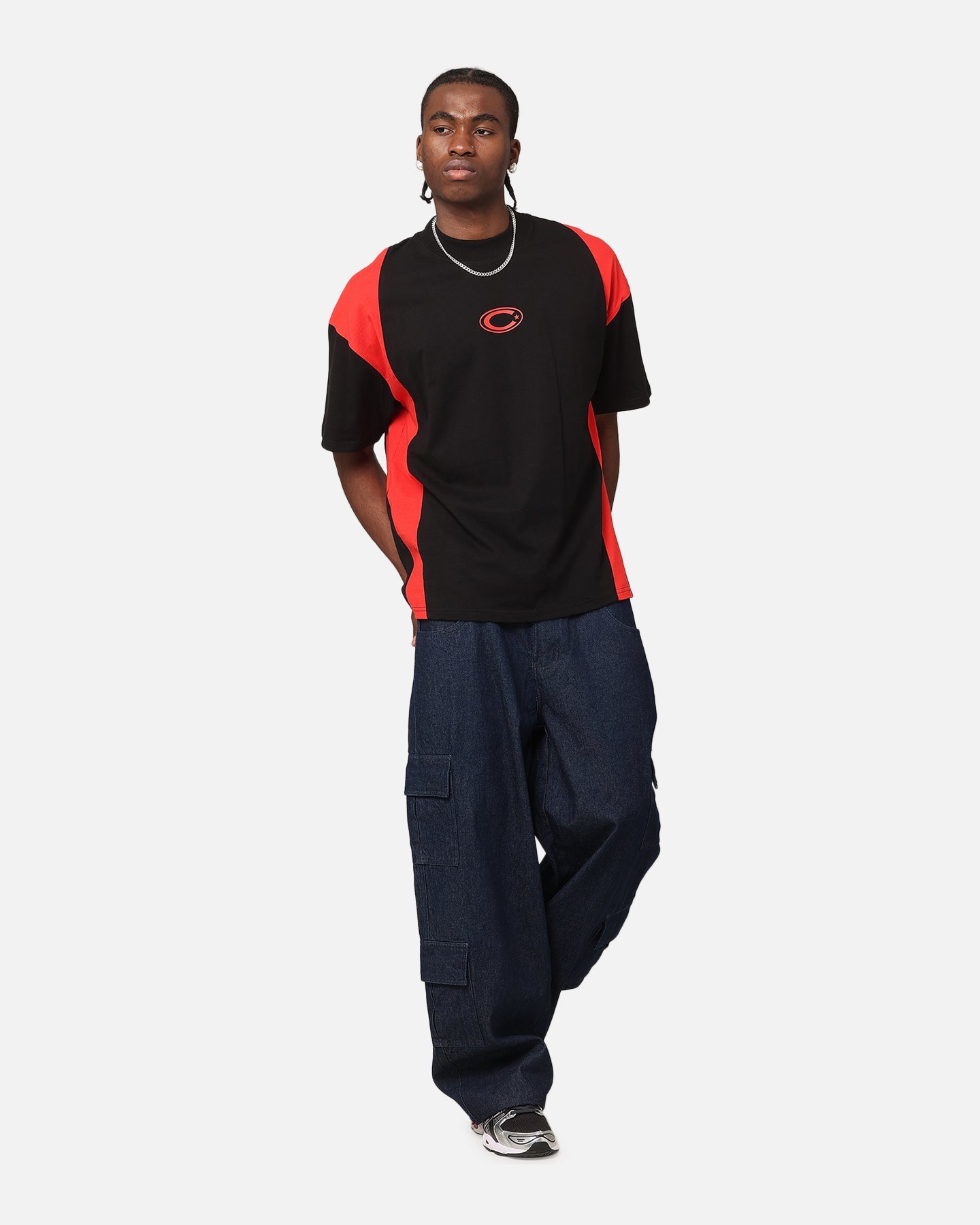 Carre Panelled Oversized T-Shirt Black/Red