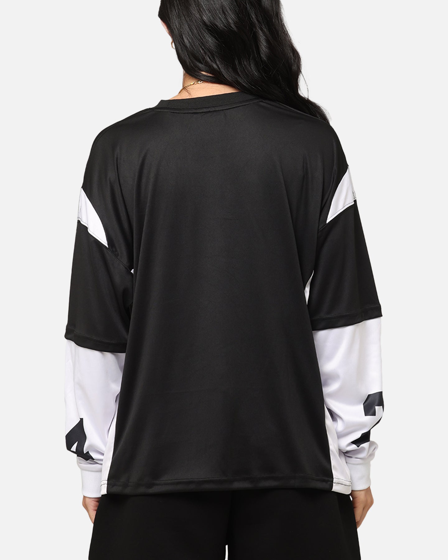 Carre Football Layered Long Sleeve T-Shirt Black/White Style001