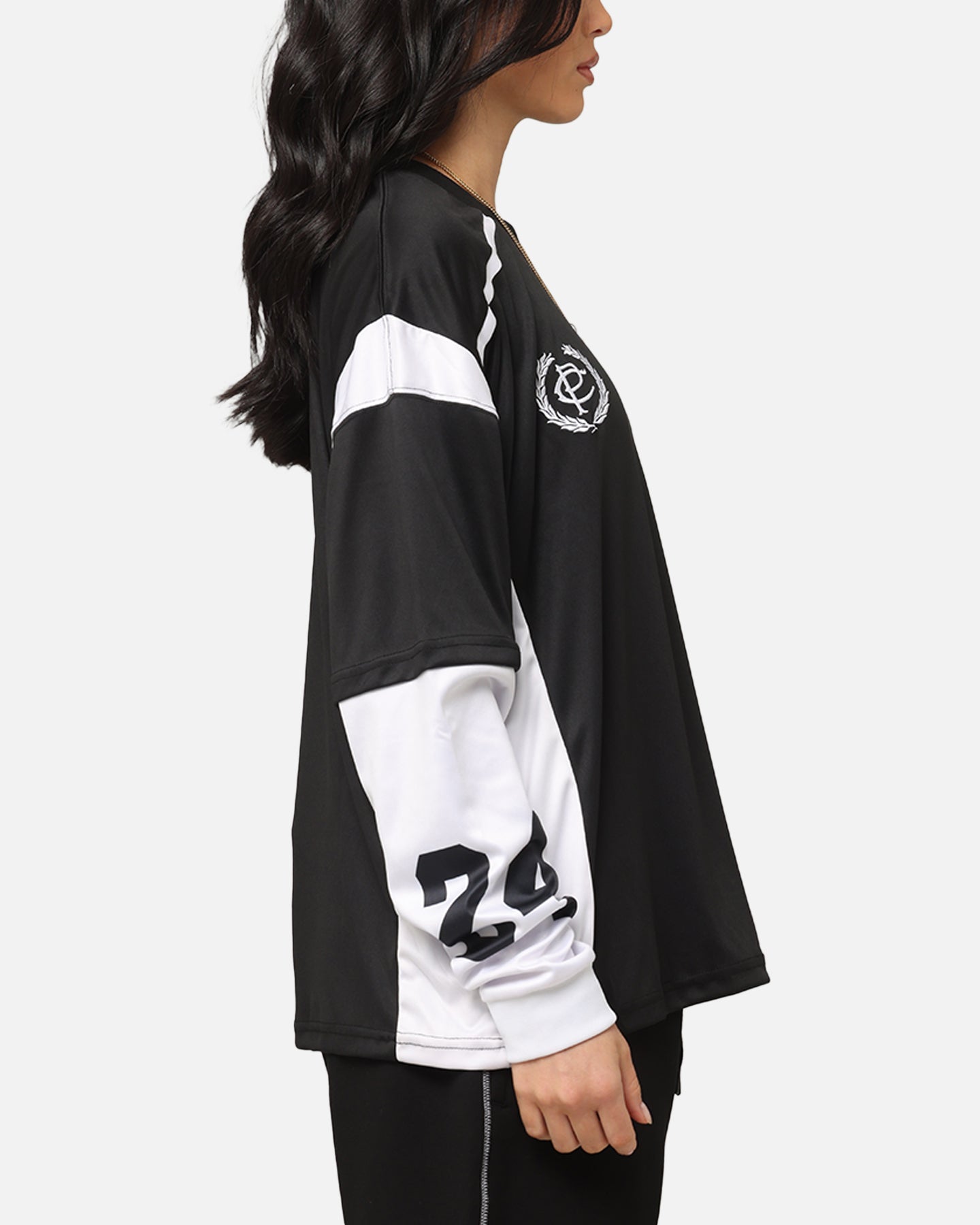 Carre Football Layered Long Sleeve T-Shirt Black/White Style001
