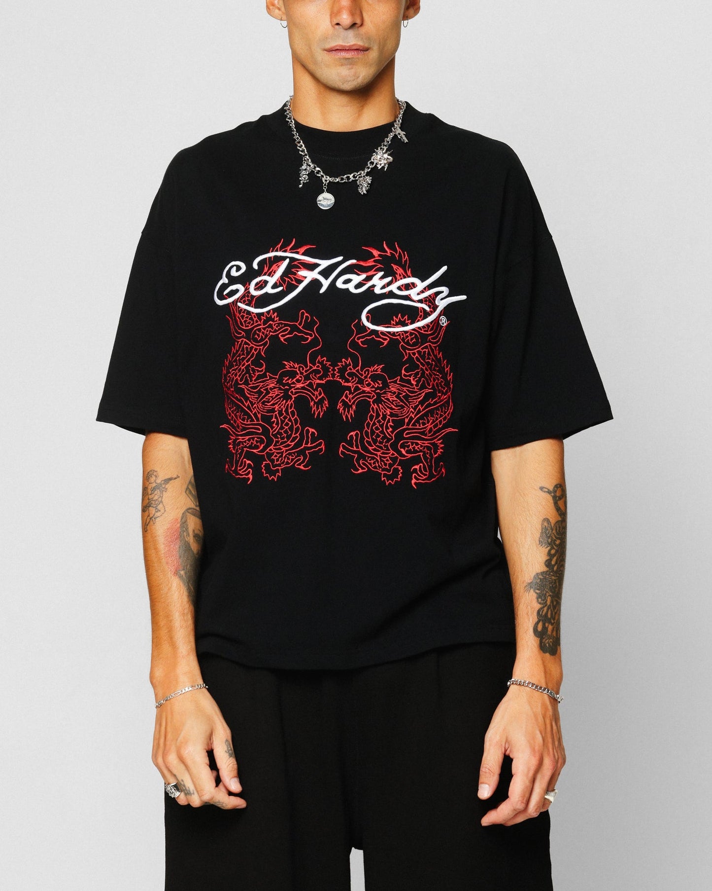 Ed Hardy Dragon Oversized T-Shirt Black