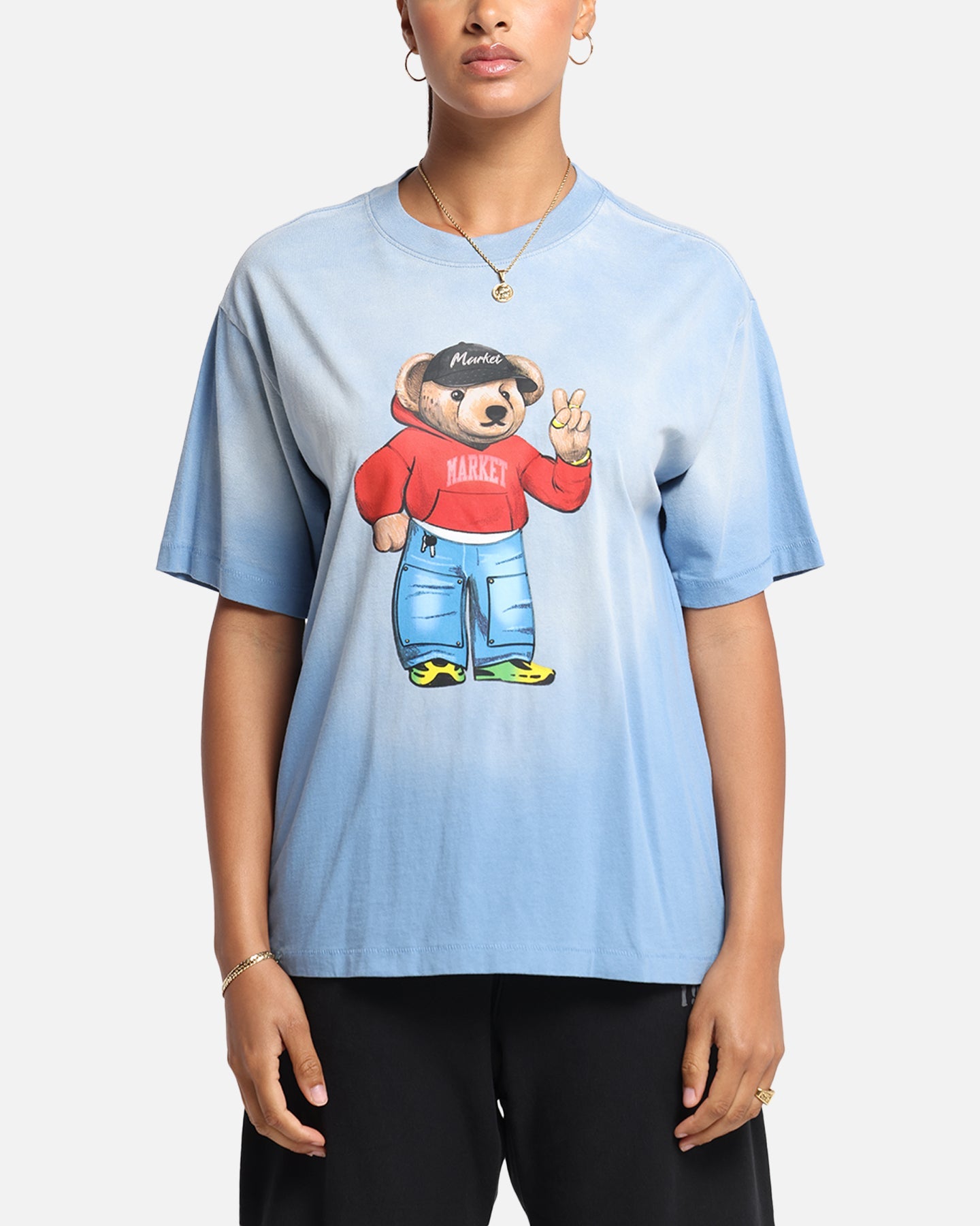 Market Fit Check Bear T-Shirt Sky Blue Style001