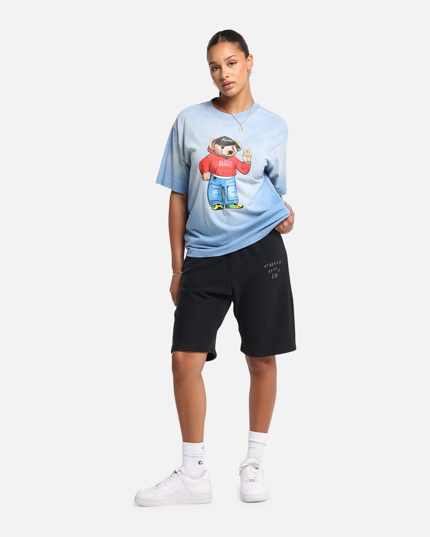 Market Fit Check Bear T-Shirt Sky Blue Style001