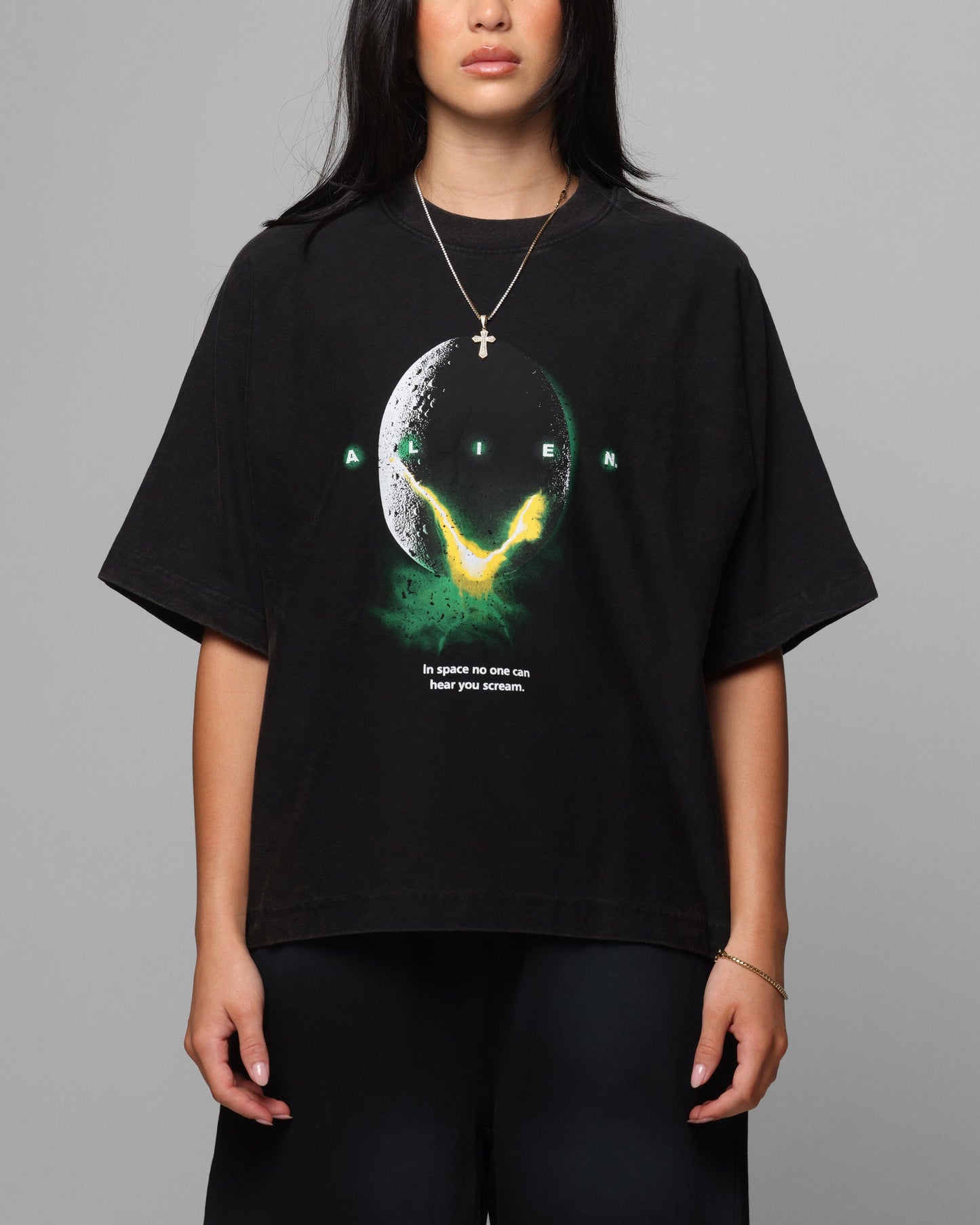 Loiter Alien Boxy T-Shirt Washed Black Style001