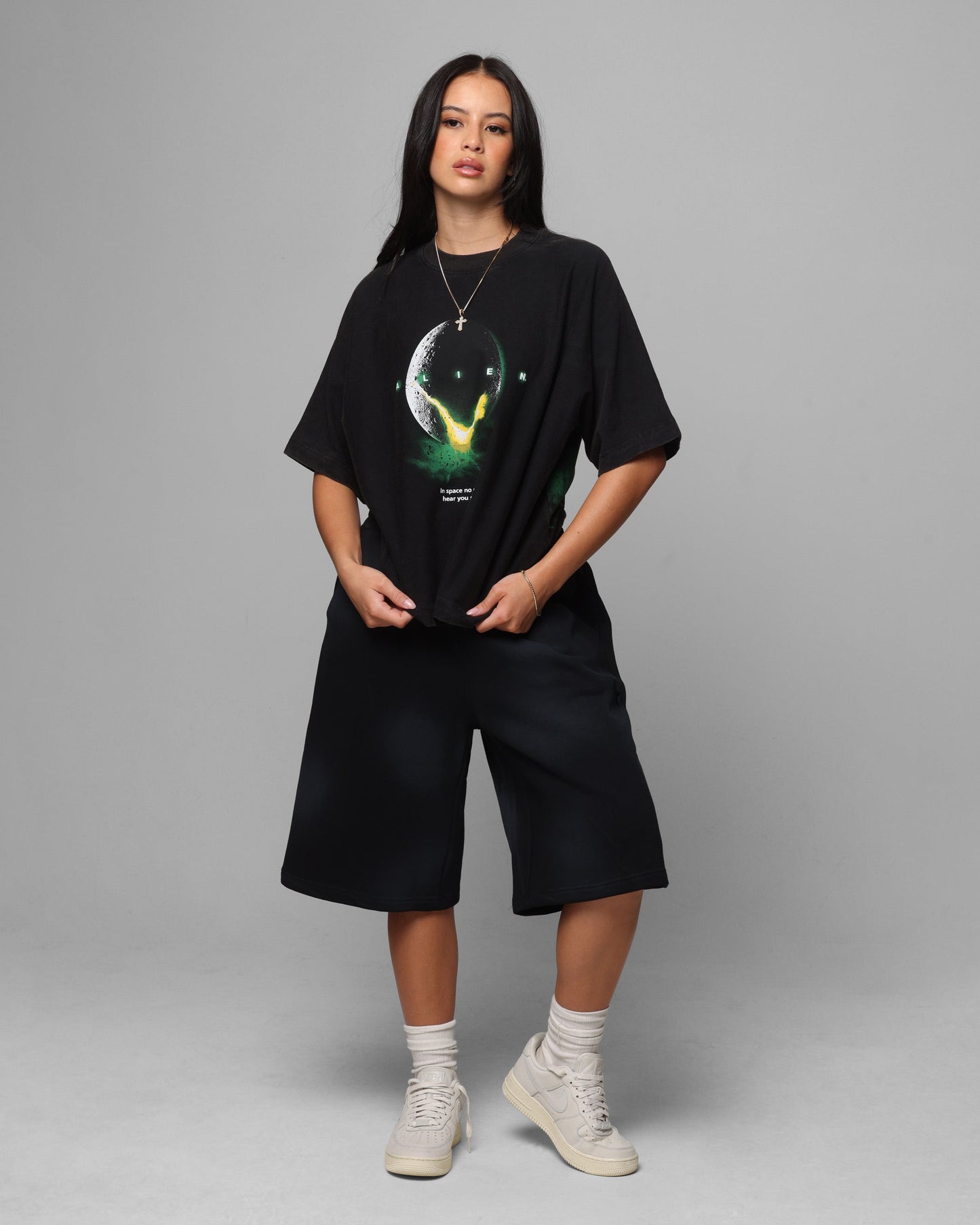 Loiter Alien Boxy T-Shirt Washed Black Style001