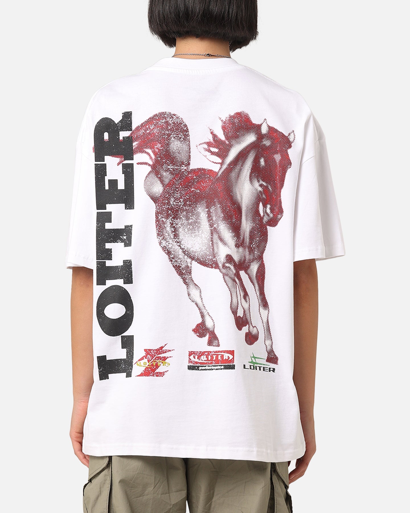 Loiter Horse Power Vintage T-Shirt White Style001