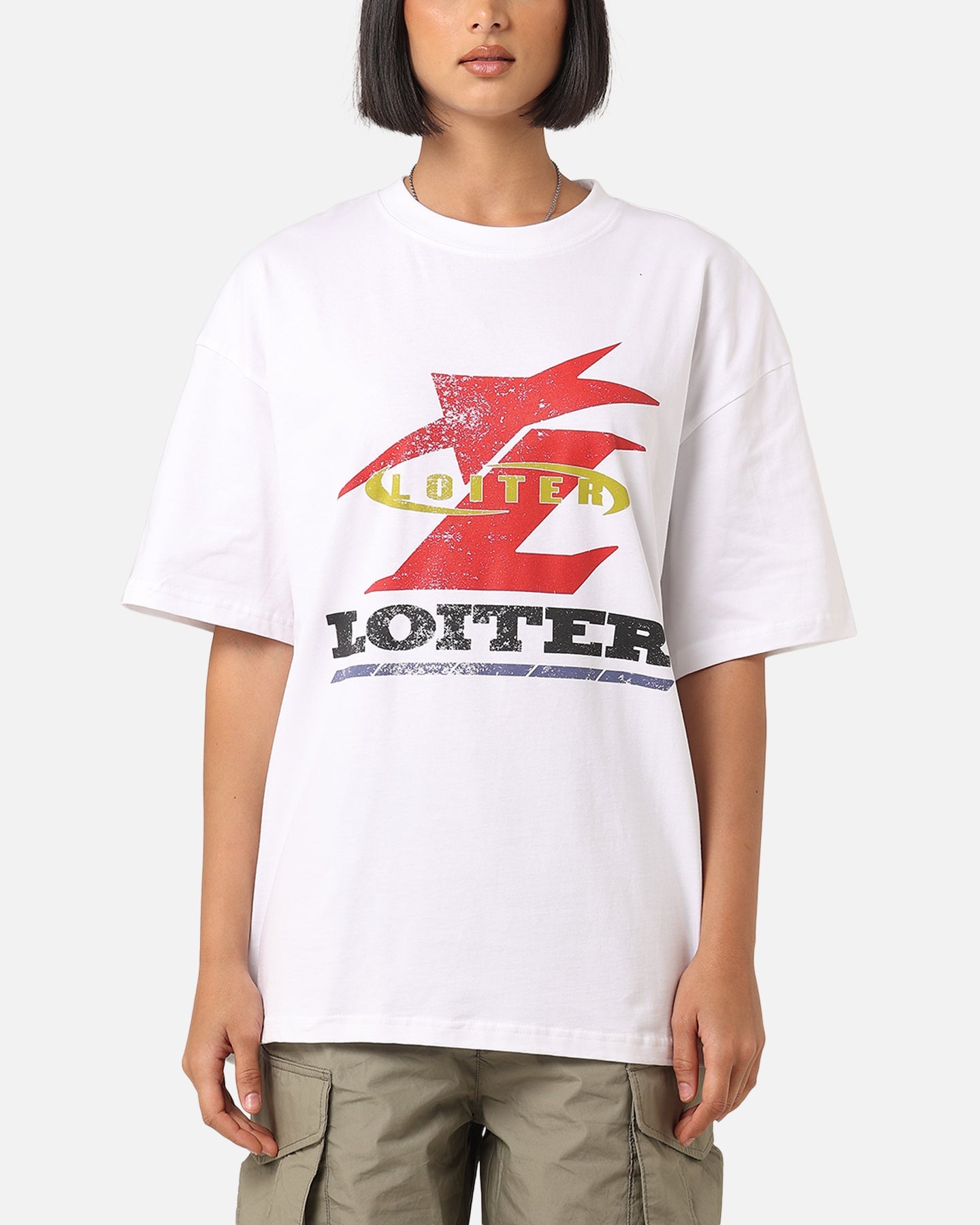 Loiter Horse Power Vintage T-Shirt White Style001