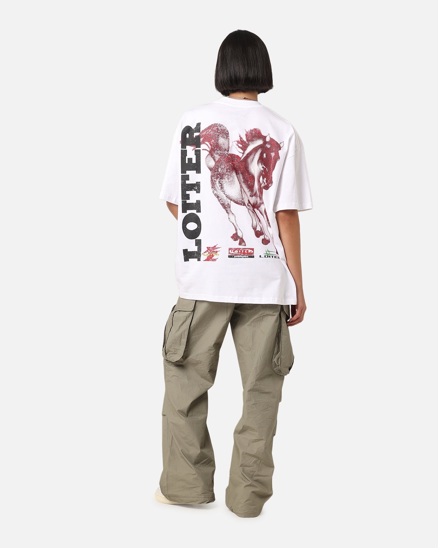 Loiter Horse Power Vintage T-Shirt White Style001