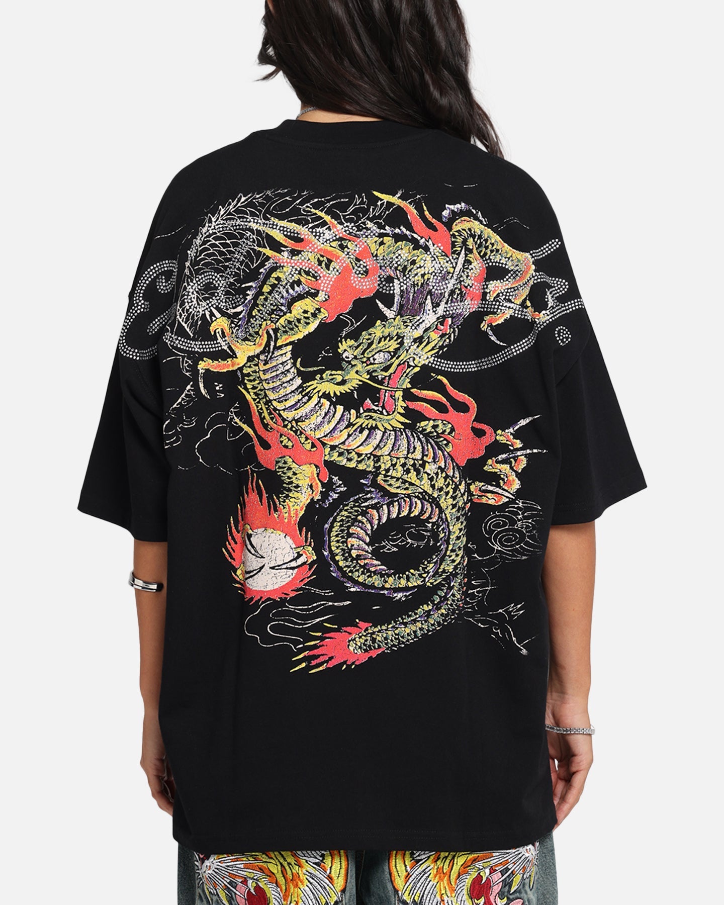 Ed Hardy Rhinestone Dragon Vintage T-Shirt Vintage Wash Style001