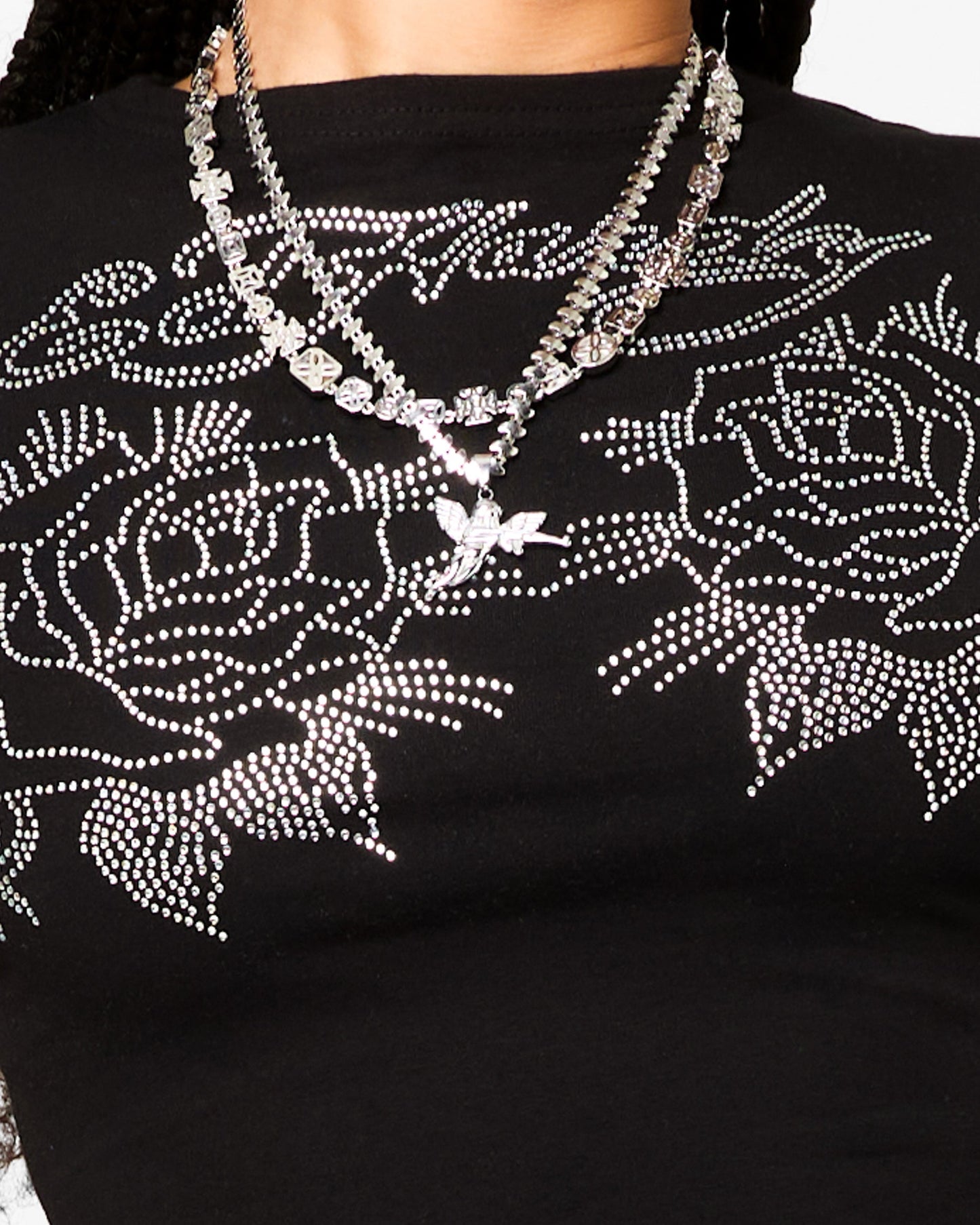 Ed Hardy Women's Rose Baby T-Shirt Black