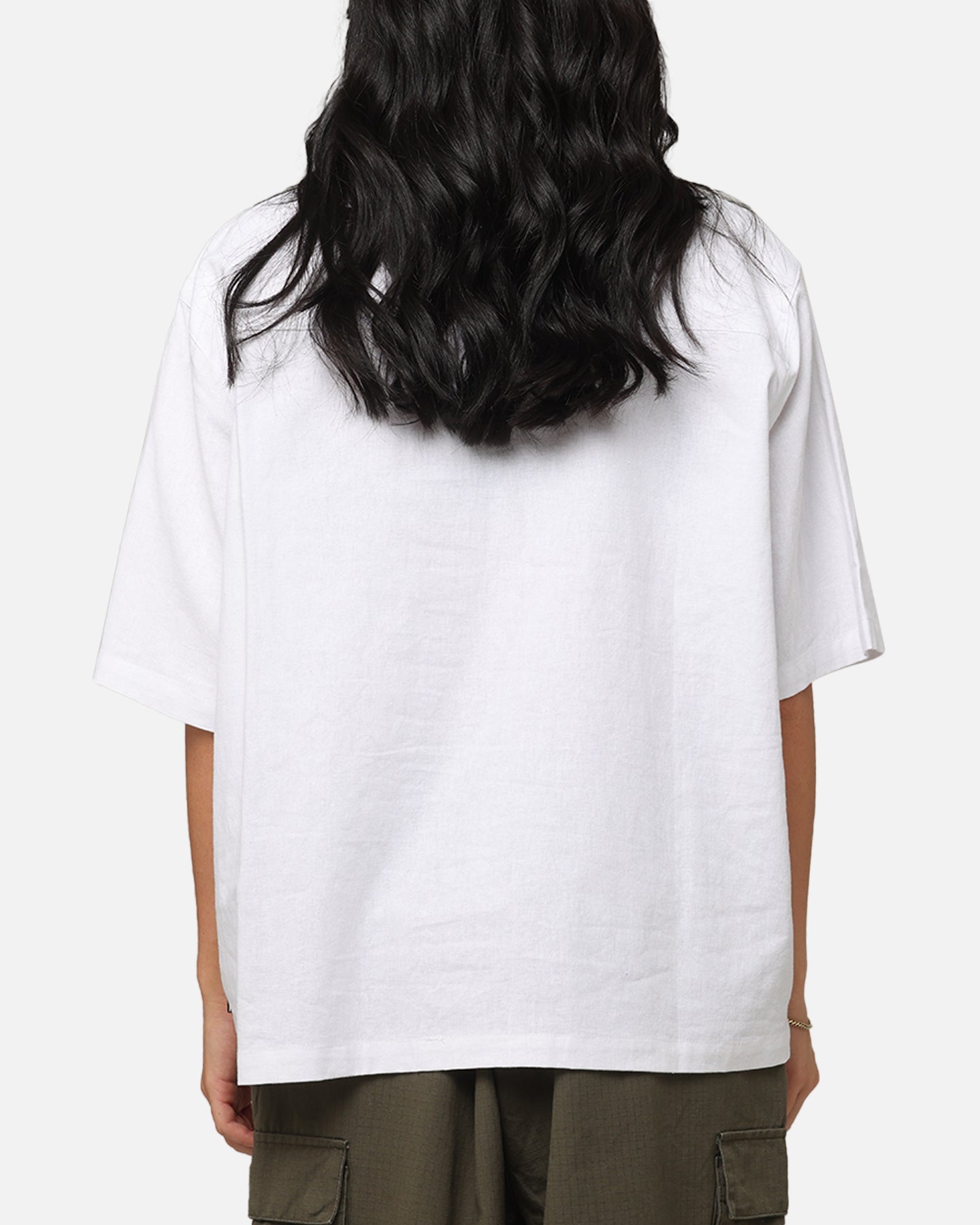 Carre Crane Button Up Shirt White/Light Blue Style001
