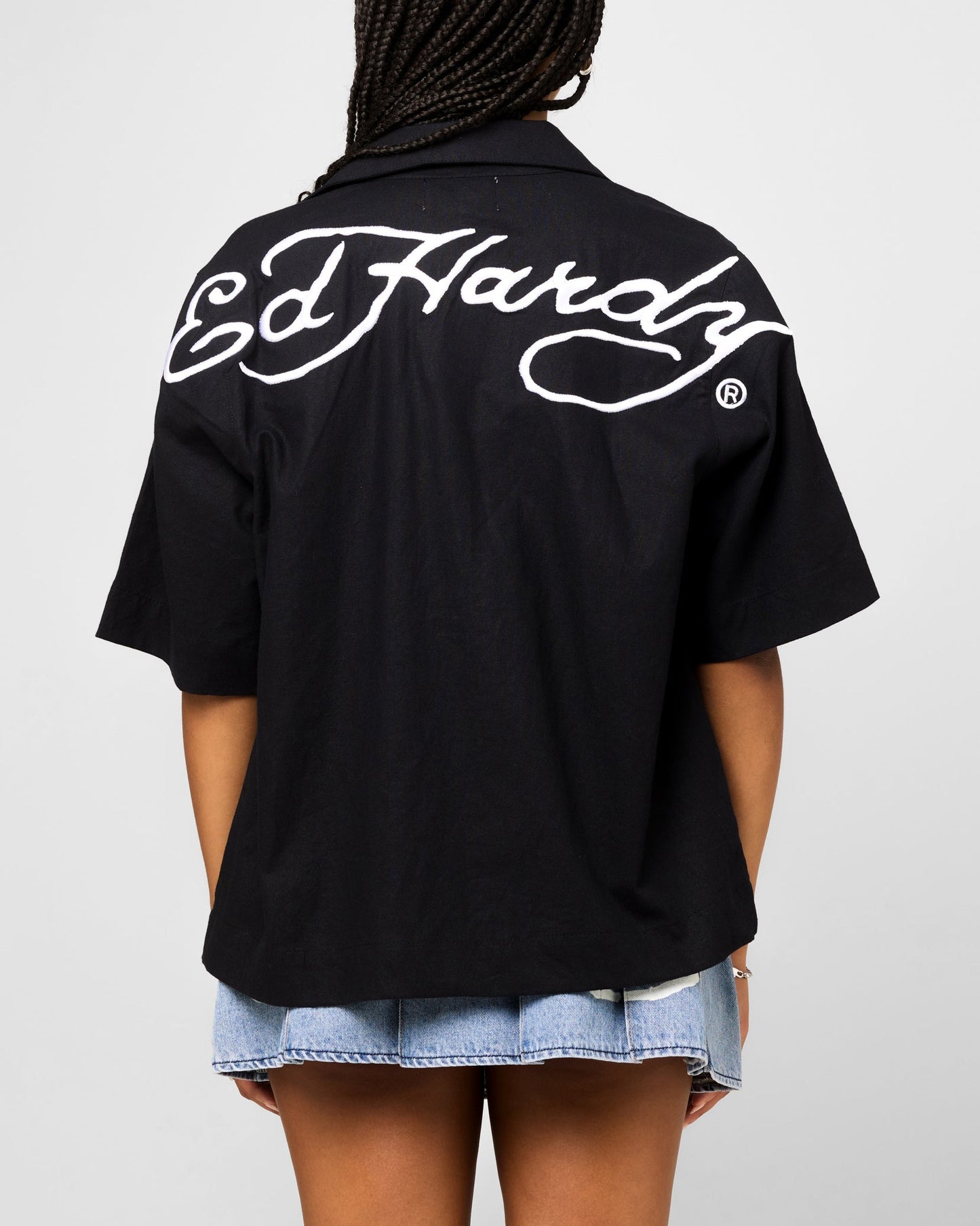 Ed Hardy Dragon Button Up Shirt Black Style001