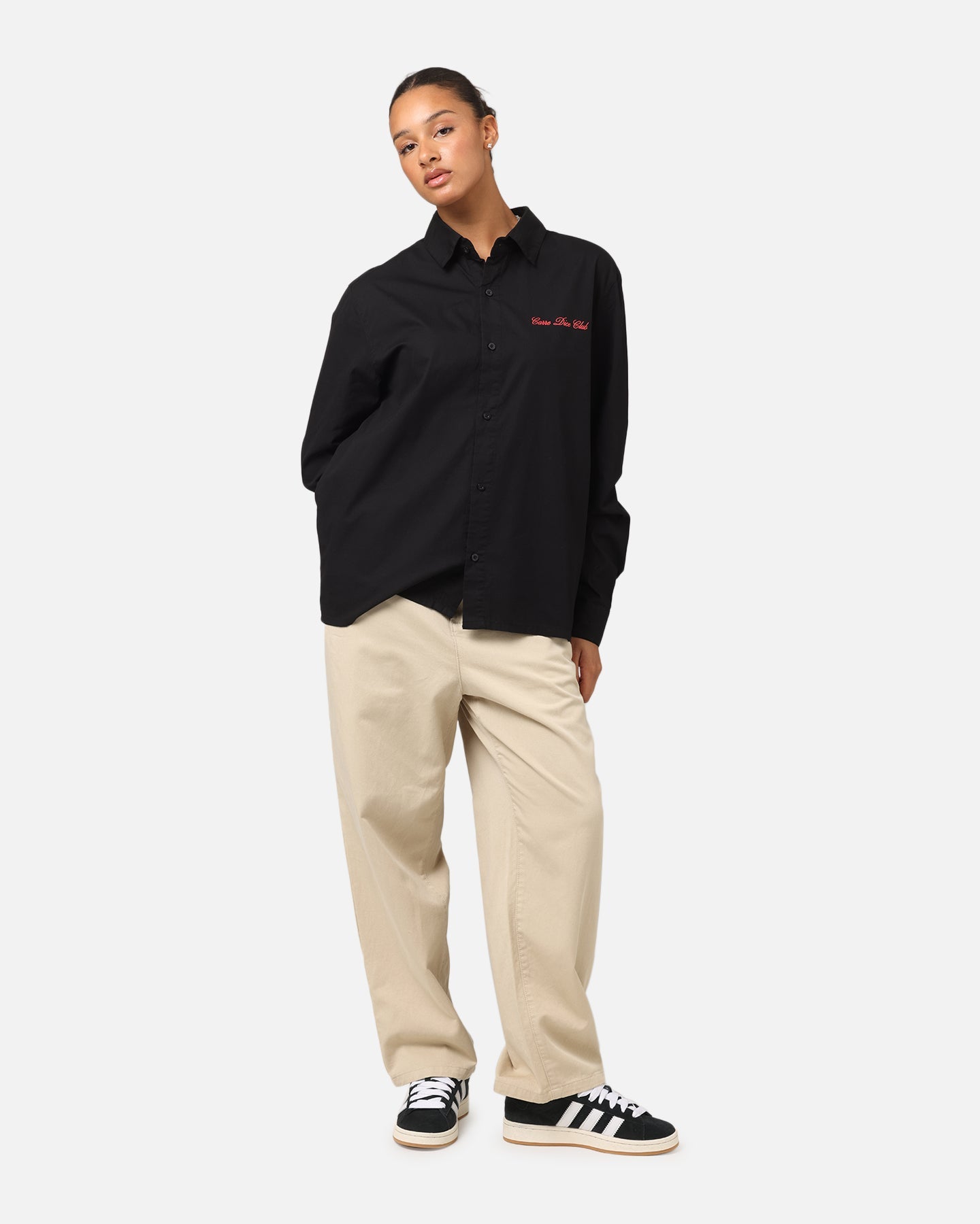 Carre Dice Club Long Sleeve Button Up Shirt Black Style001