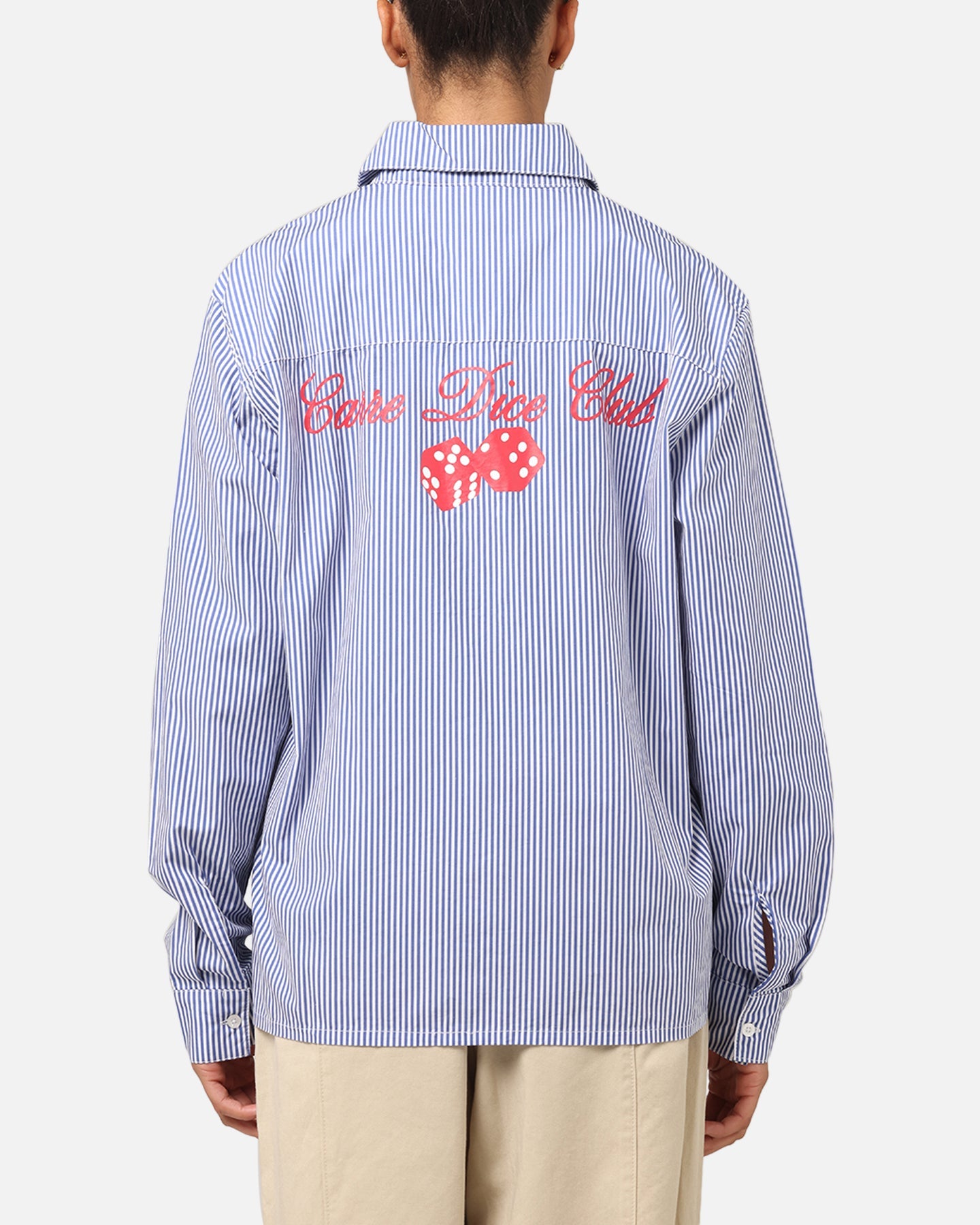 Carre Dice Club Long Sleeve Button Up Shirt Pinstripe Style001