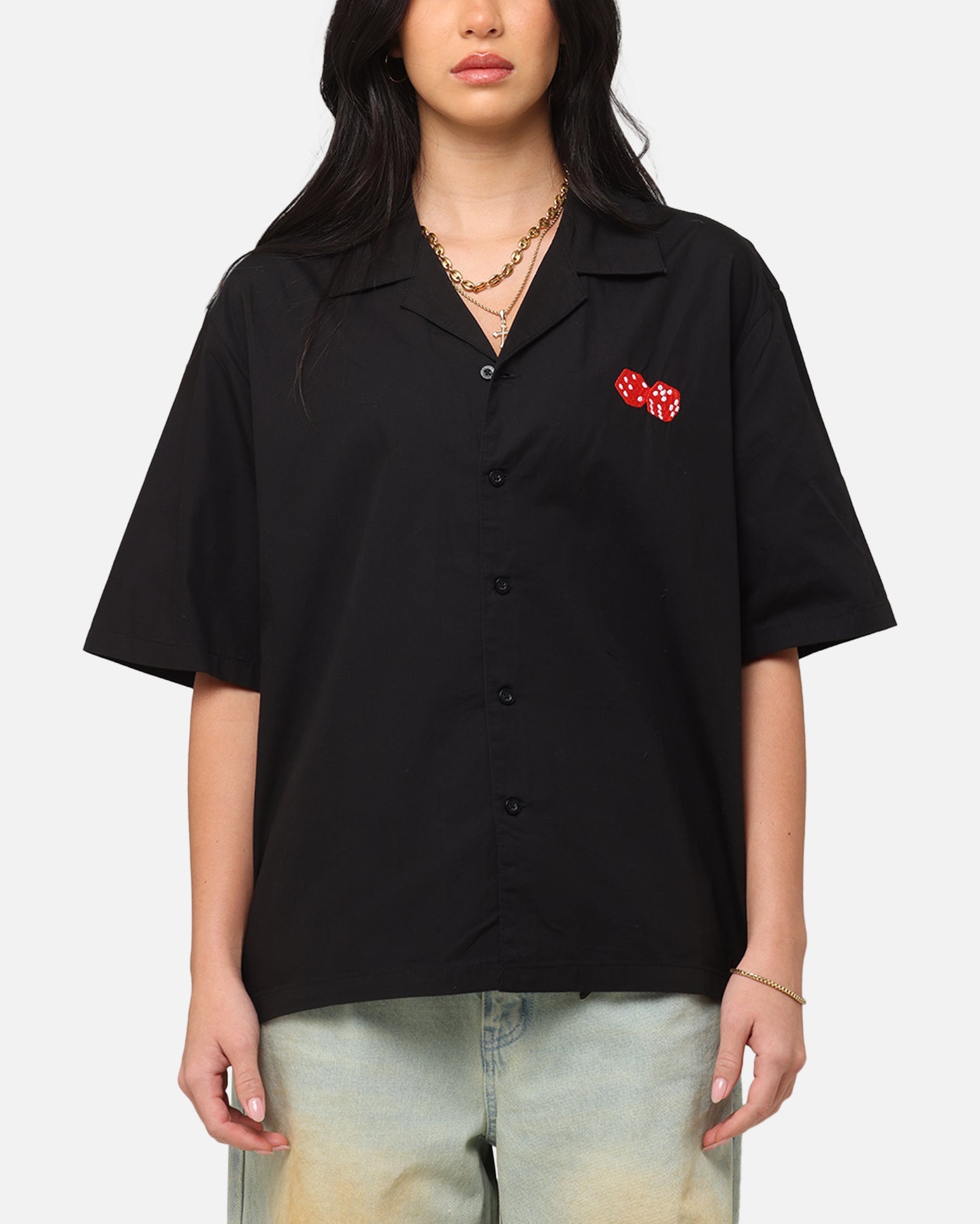 Carre Dice Club Button Up Shirt Black Style001