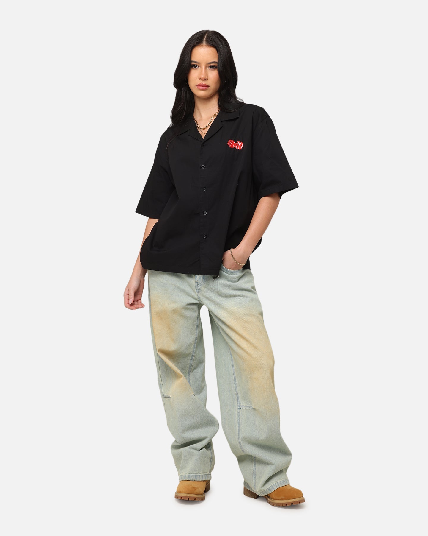 Carre Dice Club Button Up Shirt Black Style001