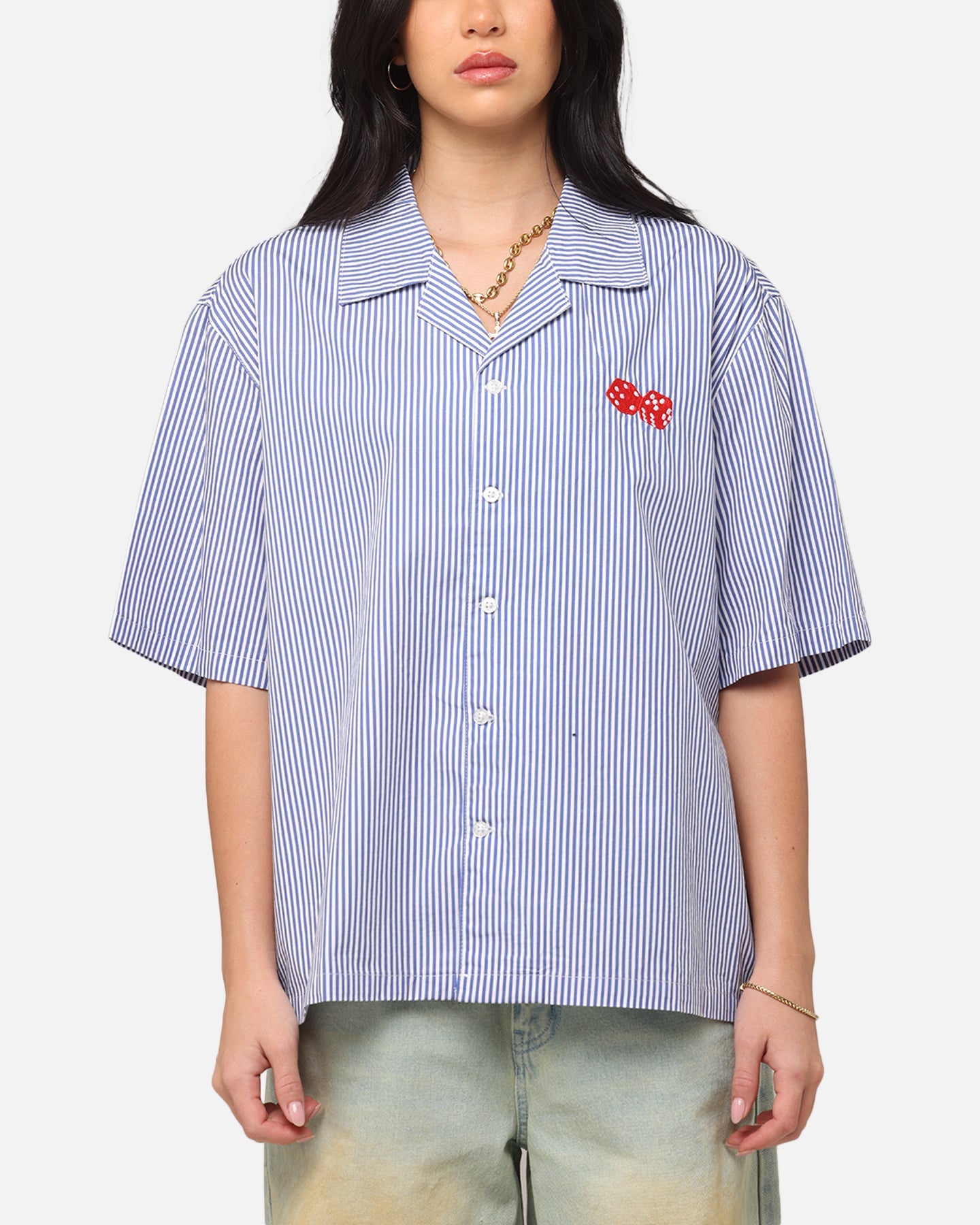 Carre Dice Club Button Up Shirt Pinstripe Style001