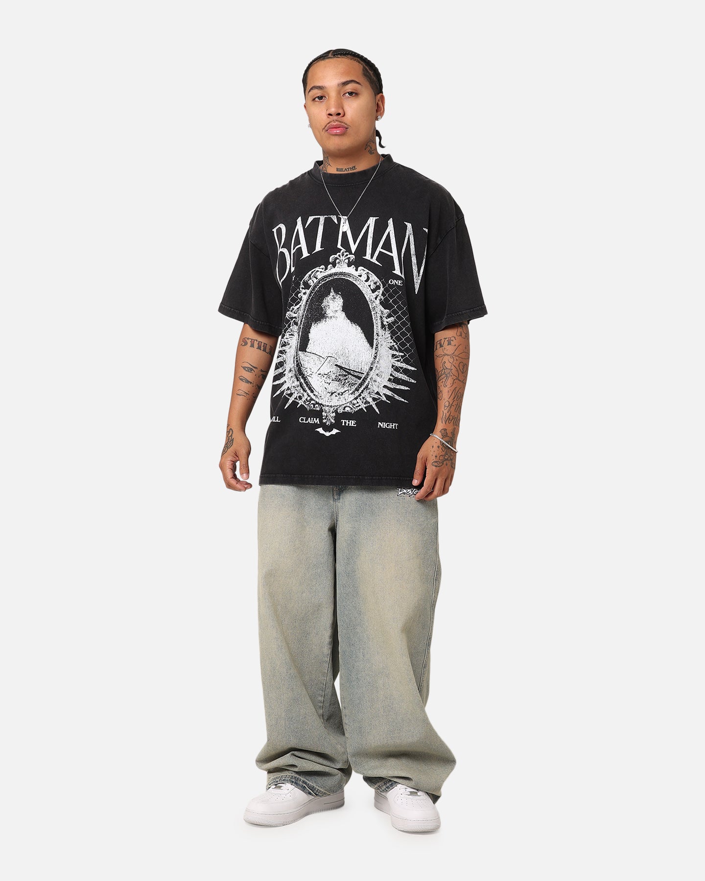 Goat Crew X DC Batman Mirror Vintage T-Shirt Black Acidwash