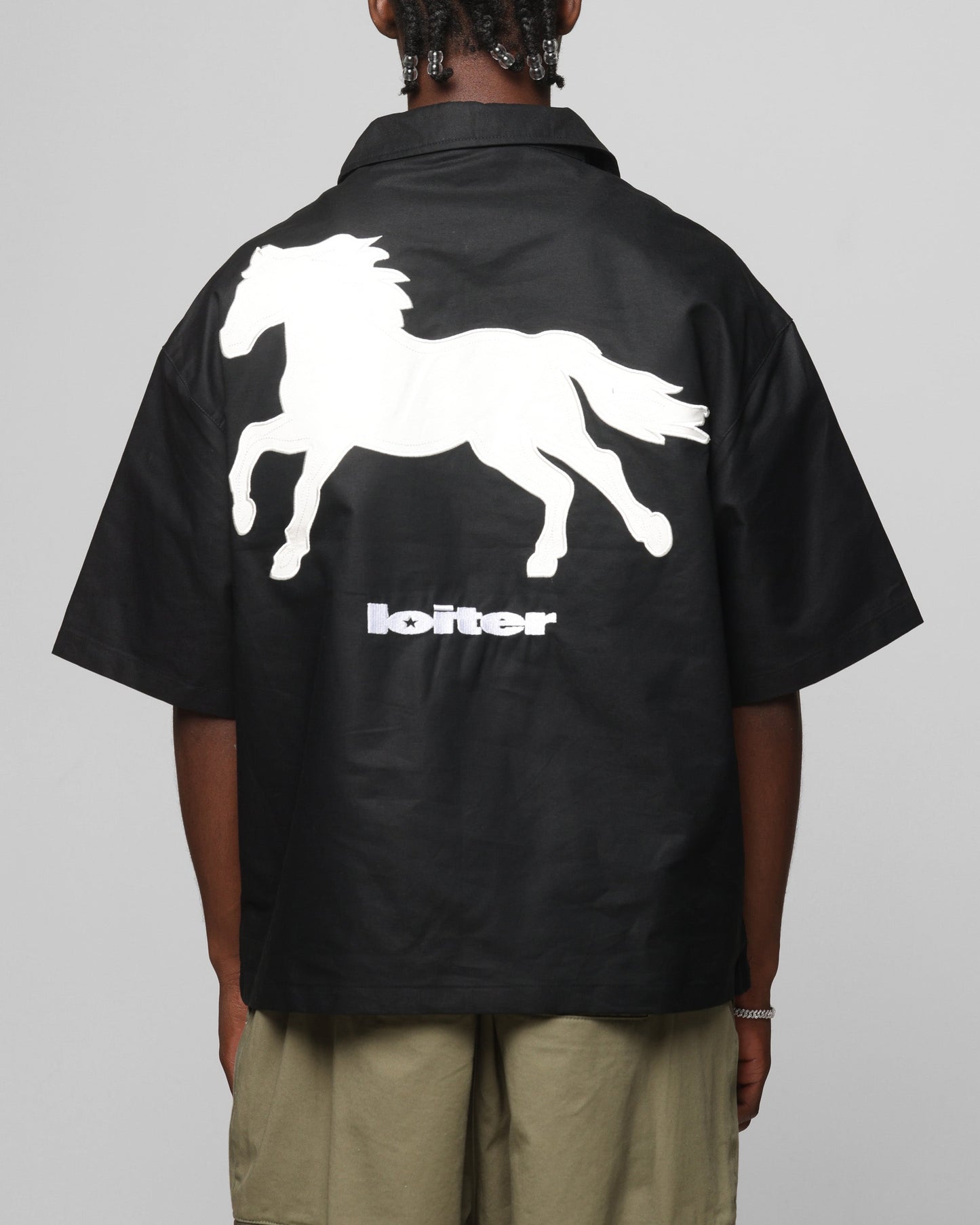 Loiter Rodeo Quarter Zip Up Shirt Black