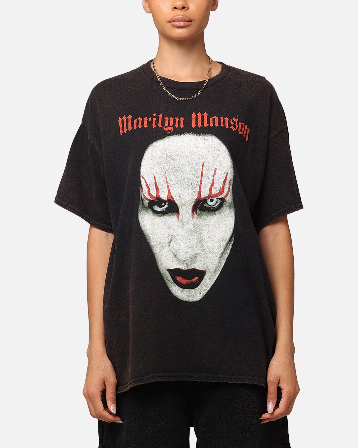 Marilyn Manson Red Lids Vintage T-Shirt Black Vintage Style001