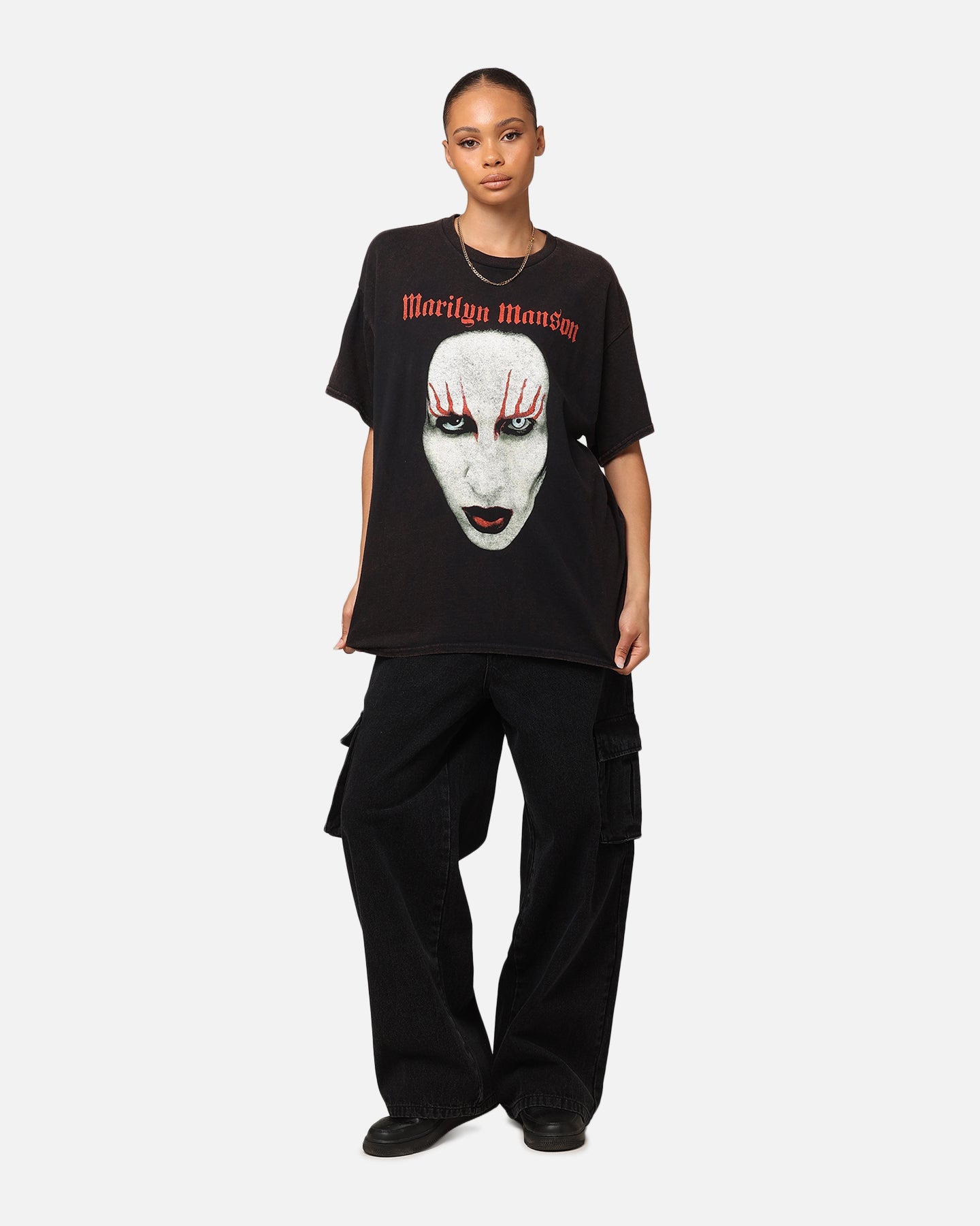 Marilyn Manson Red Lids Vintage T-Shirt Black Vintage Style001