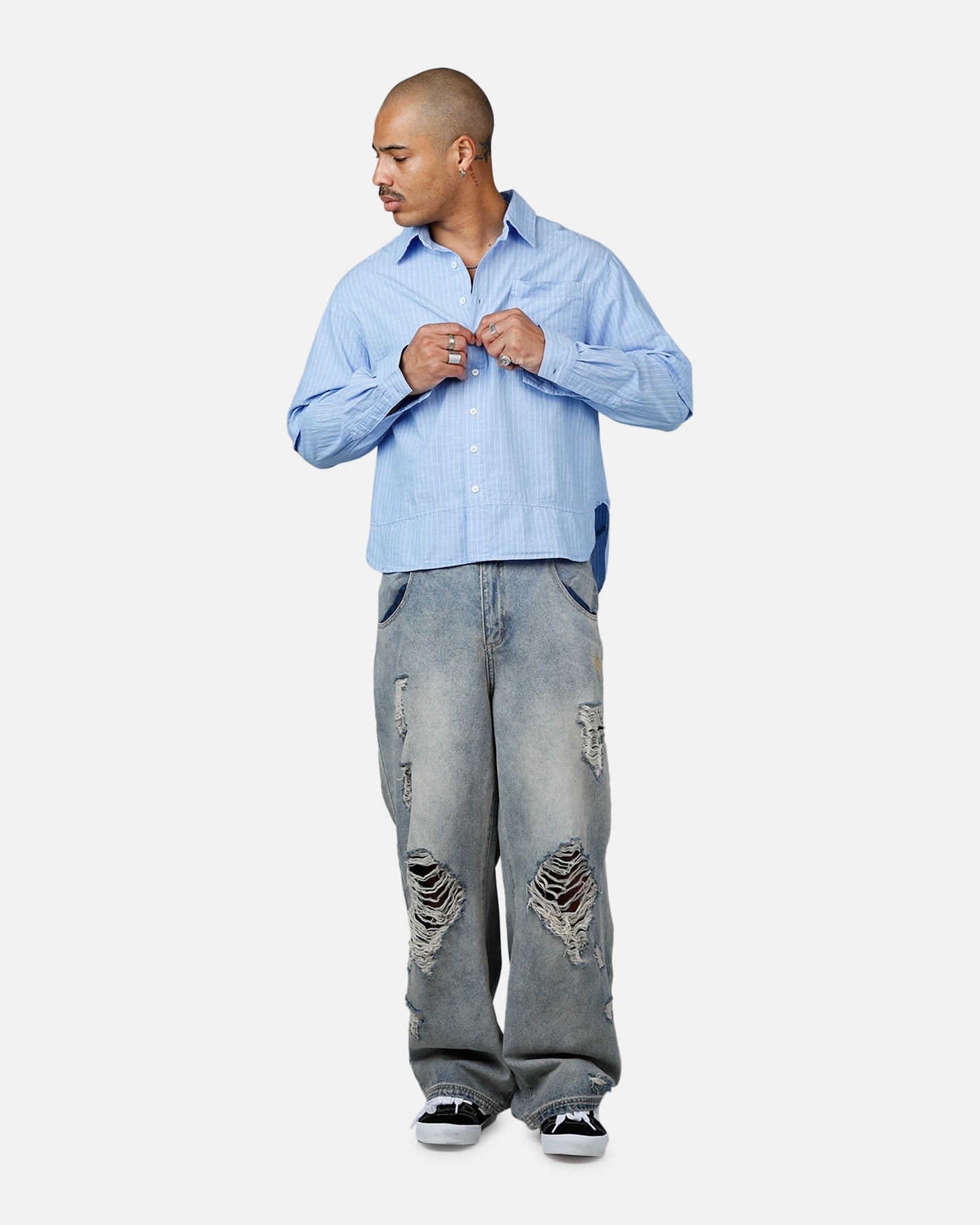 MNML Chambray Double Layer Shirt Blue