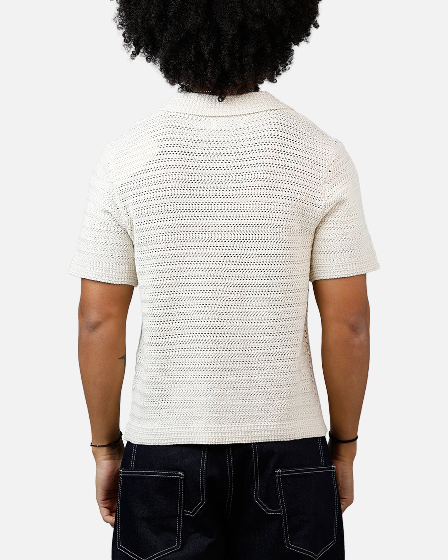 MNML Crochet Button Up Shirt Cream
