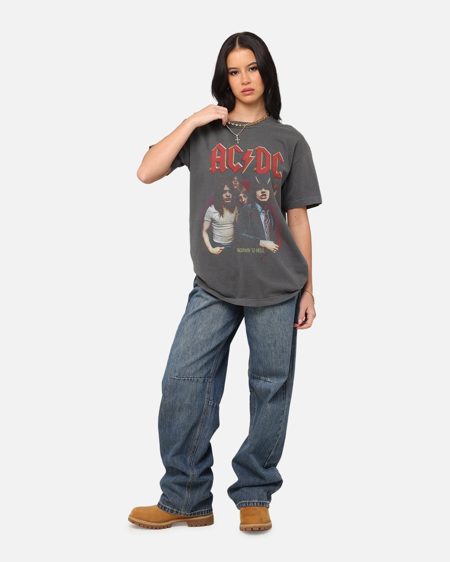 AC/DC Highway To Hell T-Shirt Faded Black Style001