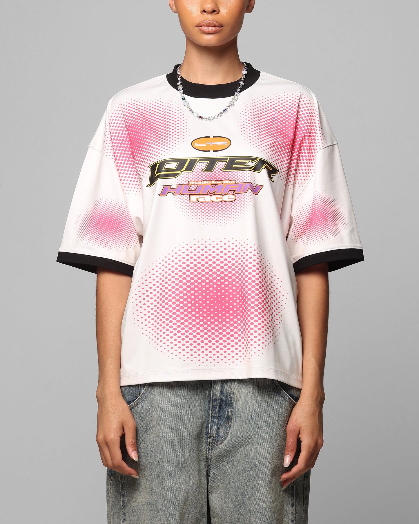 Loiter Motorway Sport T-Shirt Off White/Pink Style001