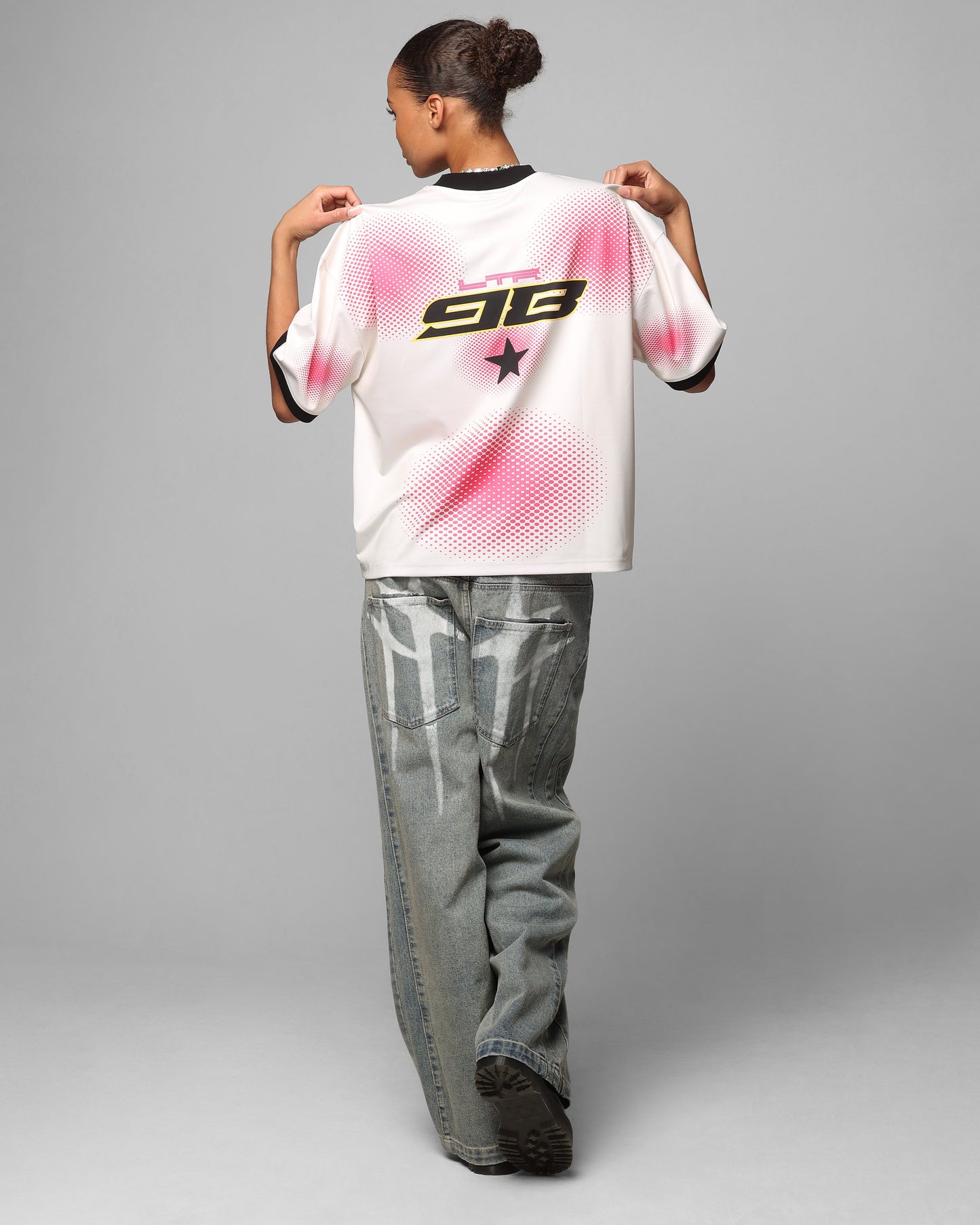 Loiter Motorway Sport T-Shirt Off White/Pink Style001