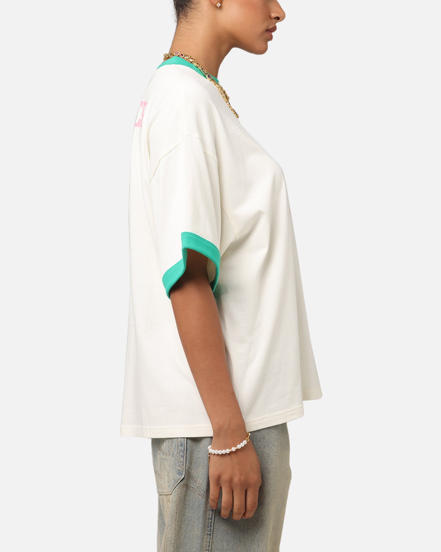 Loiter Western Front Ringer T-Shirt White/Green Style001