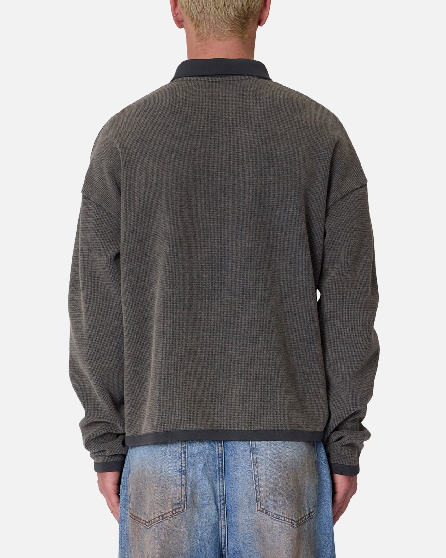 MNML Polo Thermal Long Sleeve T-Shirt Charcoal Grey