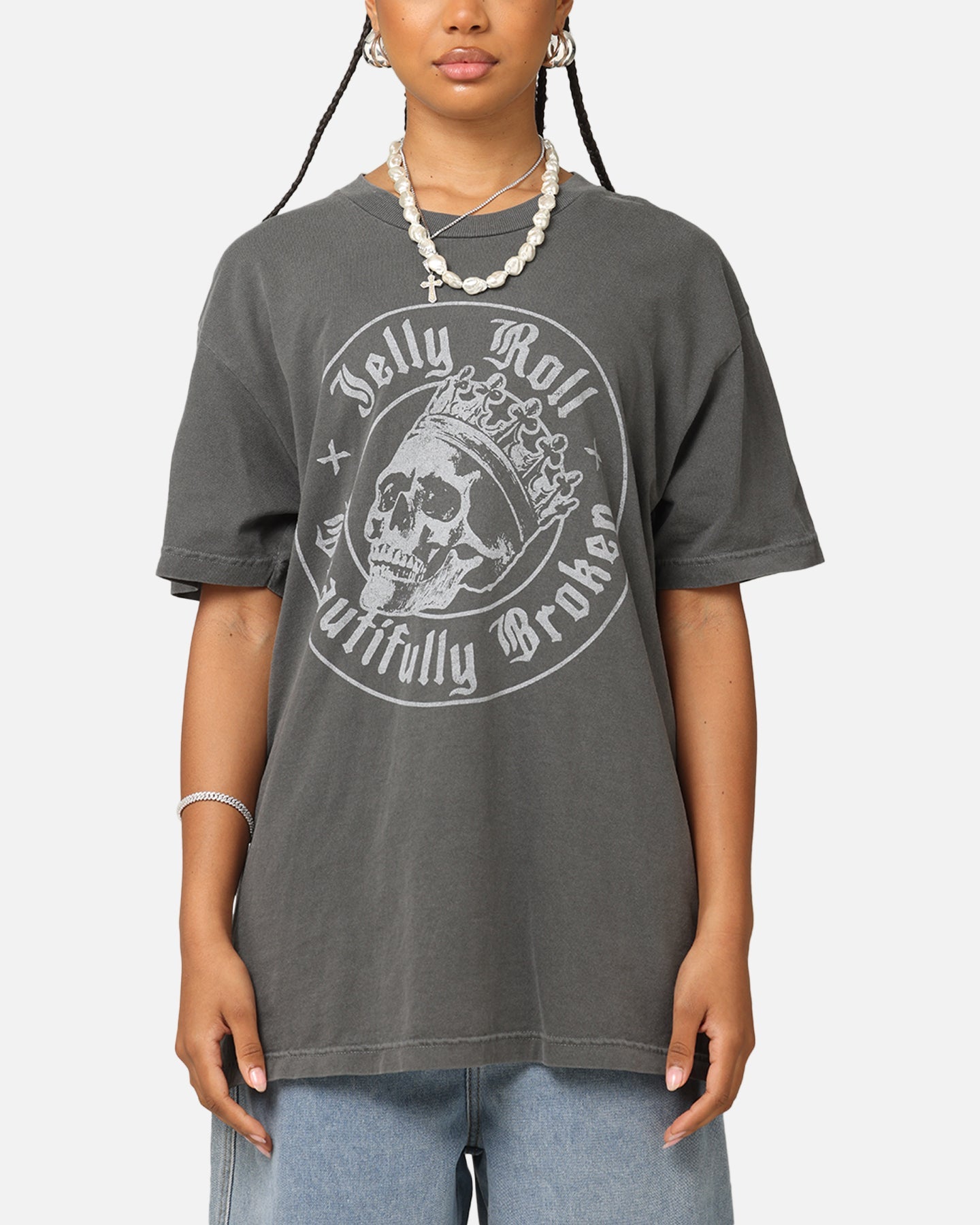 Jelly Roll Beautifully Broken Badge T-Shirt Faded Black Style001