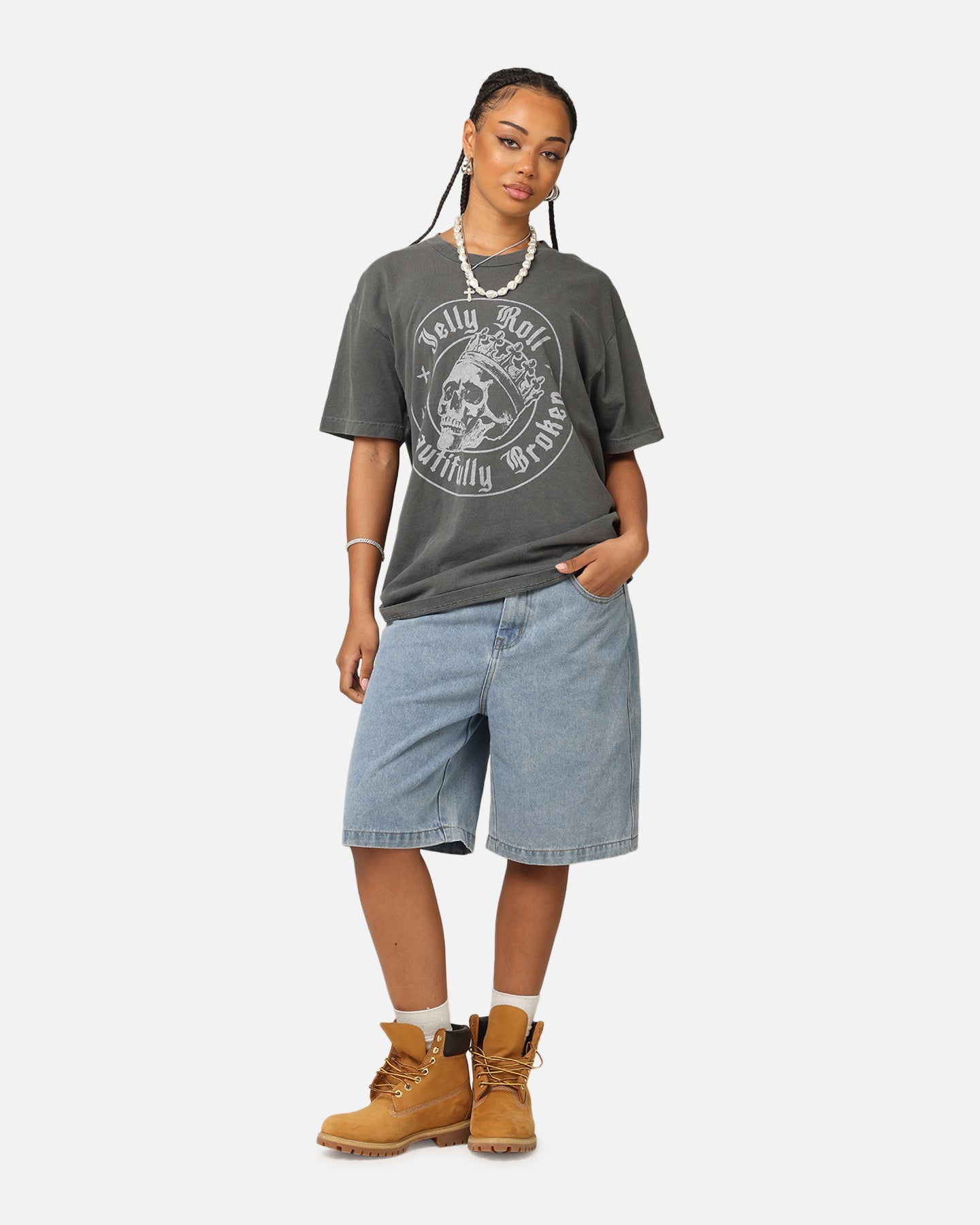 Jelly Roll Beautifully Broken Badge T-Shirt Faded Black Style001