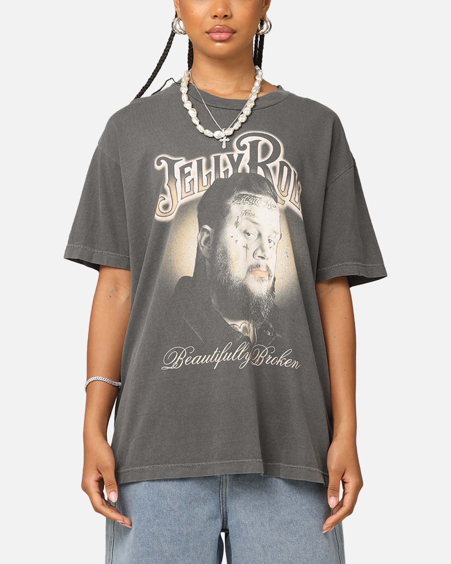 Jelly Roll Beautifully Broken Glow T-Shirt Faded Black Style001