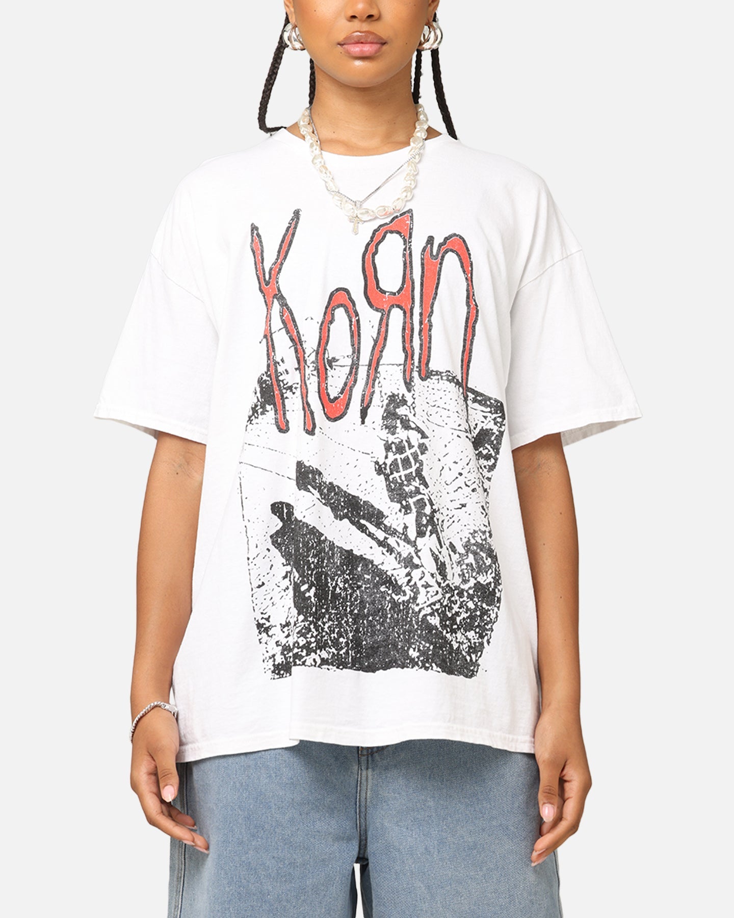Korn Debut Xerox T-Shirt White Vintage Style001