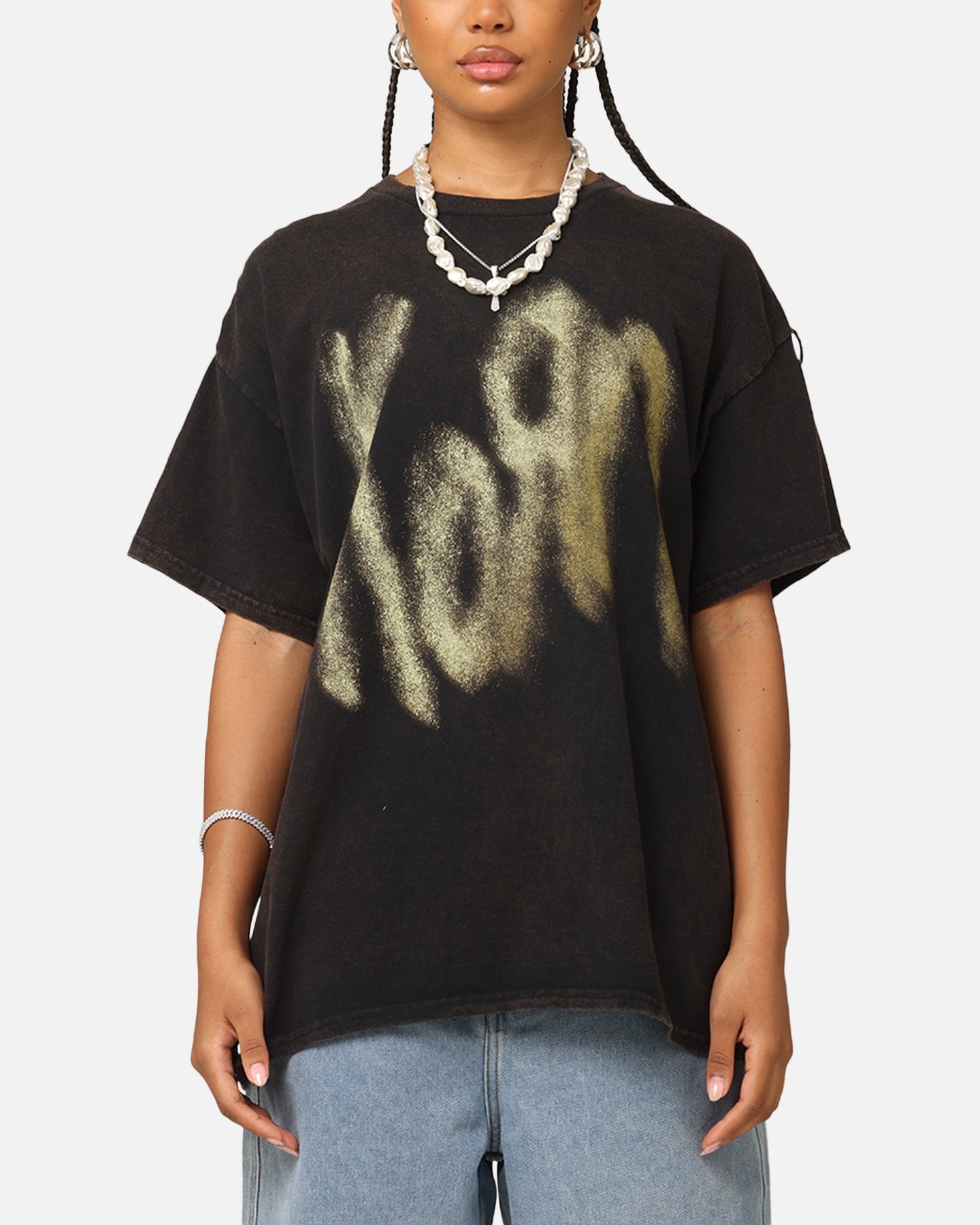 Korn Logo Noise T-Shirt Black Vintage Style001