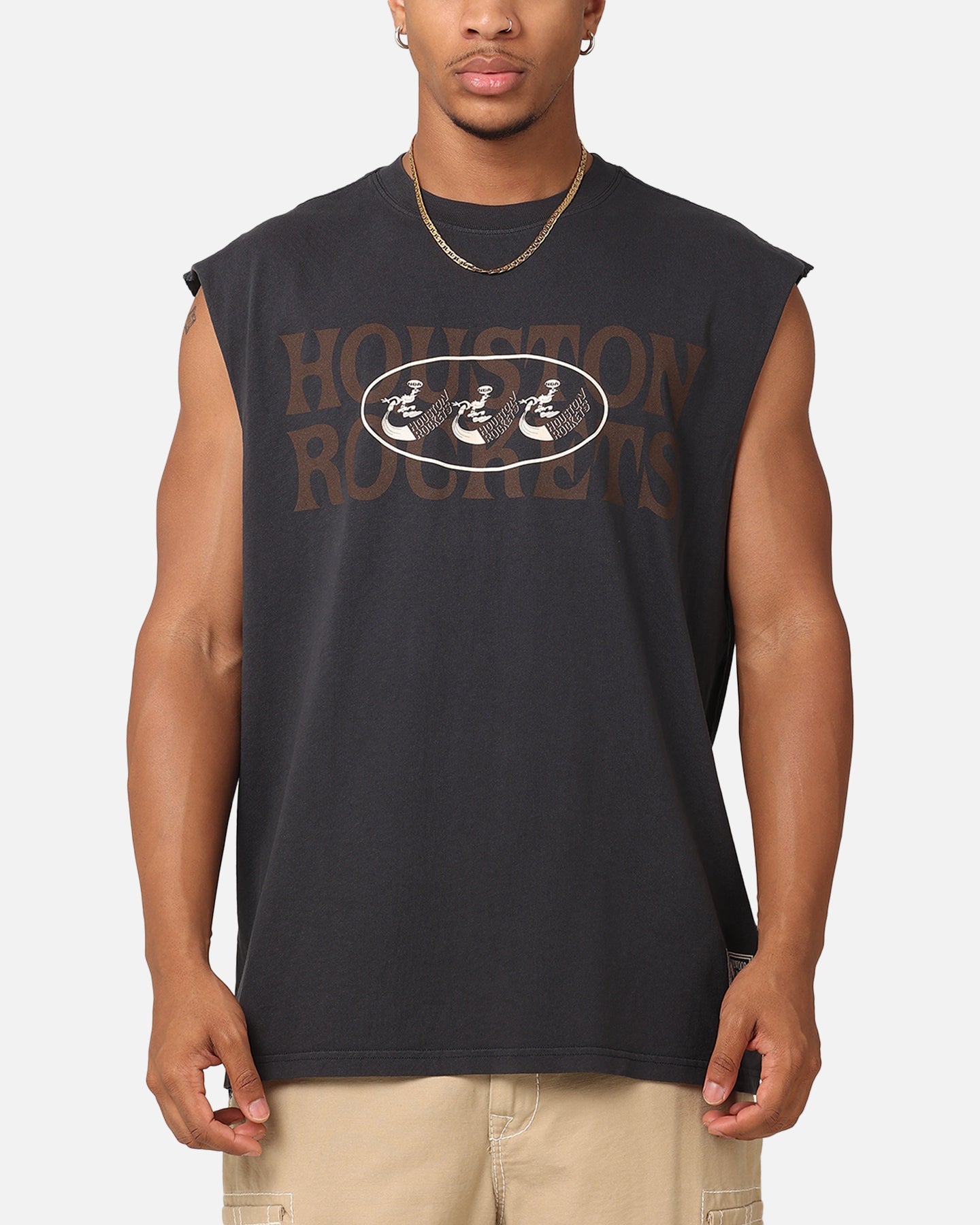 Mitchell & Ness Houston Rockets Triad Muscle T-Shirt Faded Black