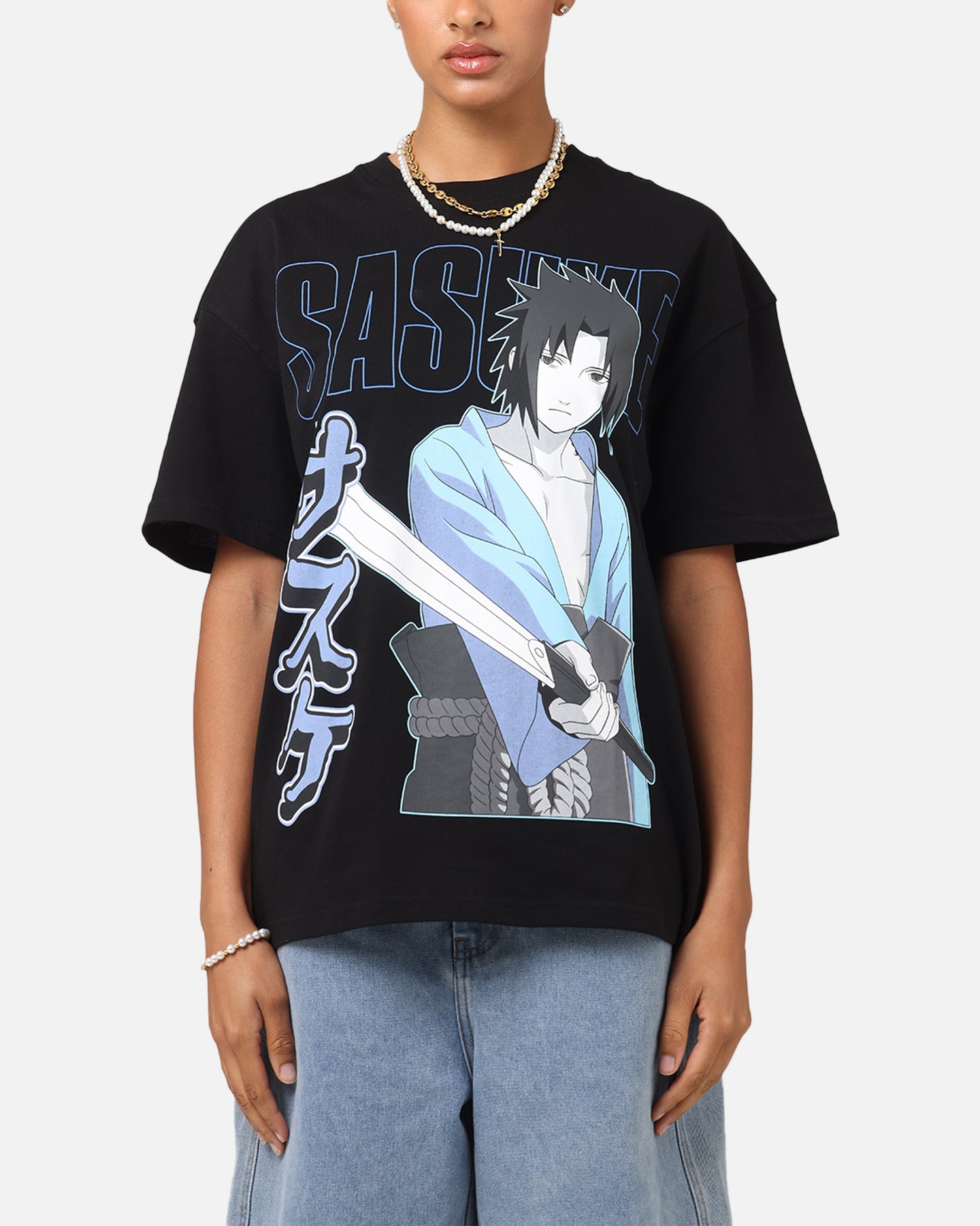 Goat Crew X Naruto Sasuke T-Shirt Black Style001