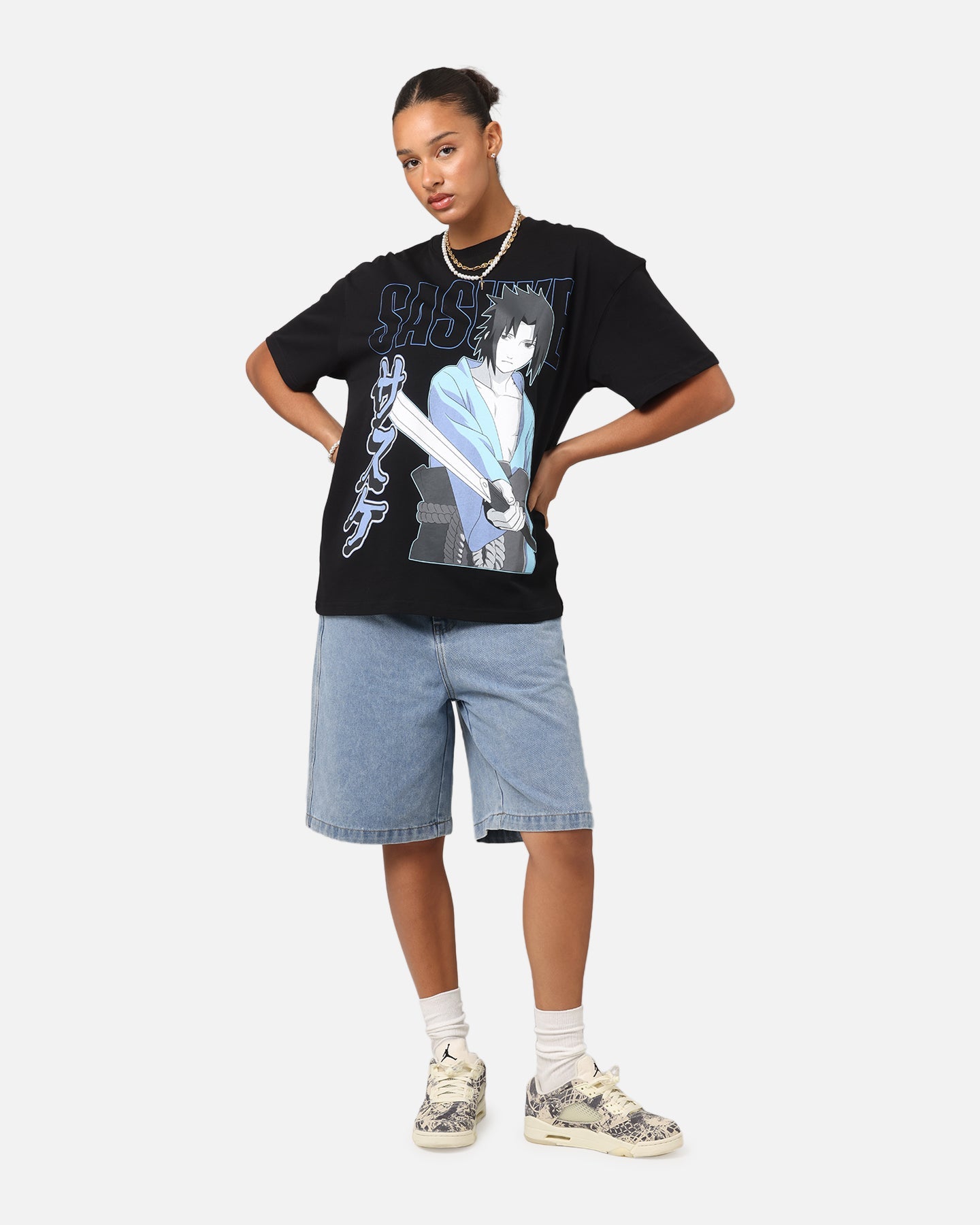 Goat Crew X Naruto Sasuke T-Shirt Black Style001