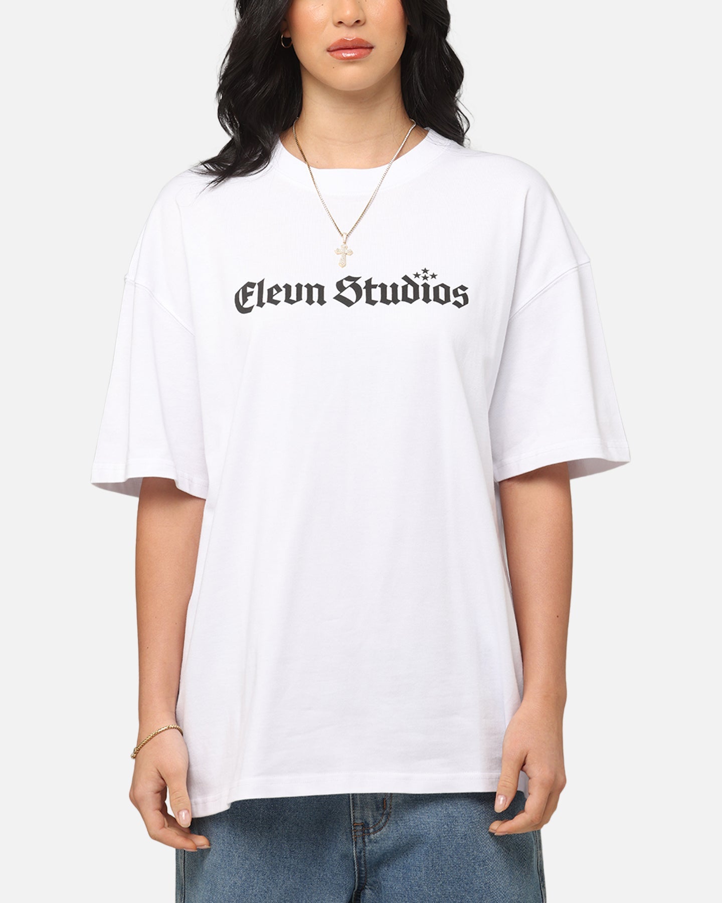 Elevn Clothing Co Triple Star T-Shirt White Style001