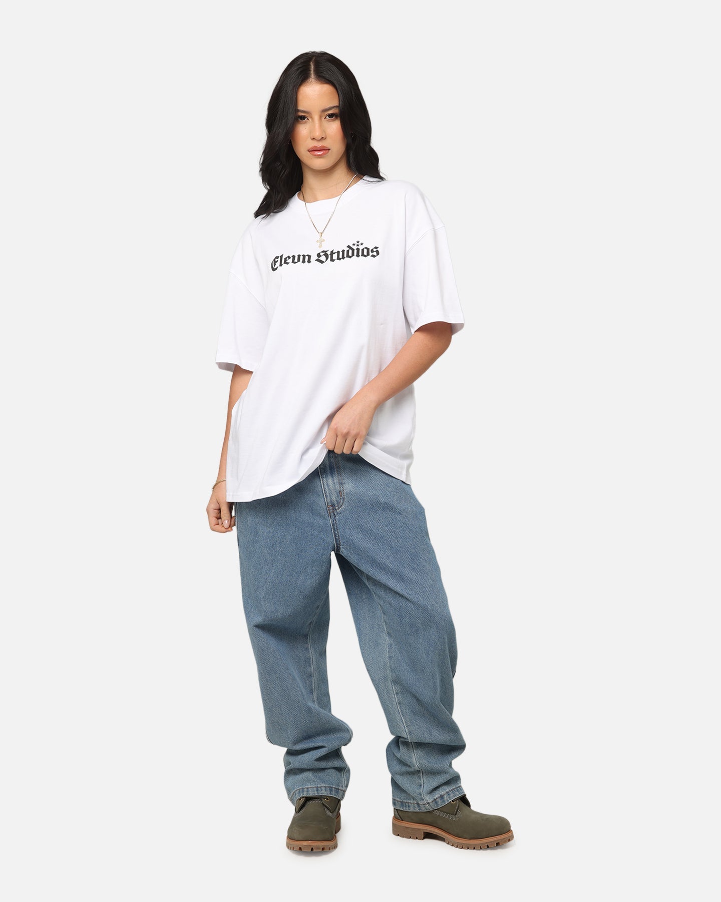Elevn Clothing Co Triple Star T-Shirt White Style001
